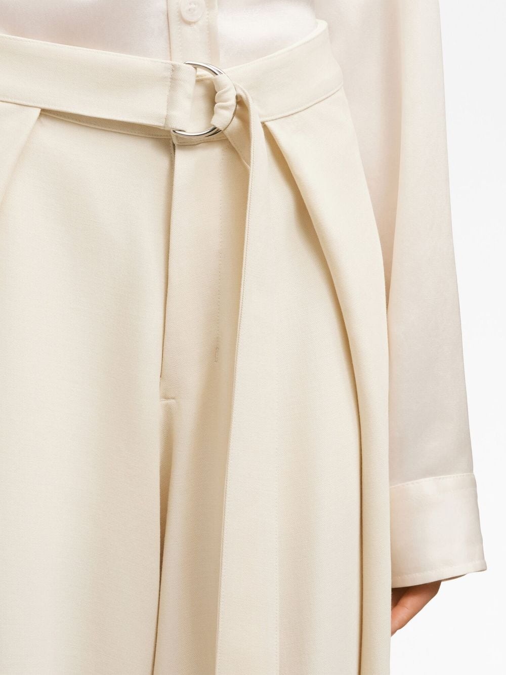layered wide-leg belted trousers - 6