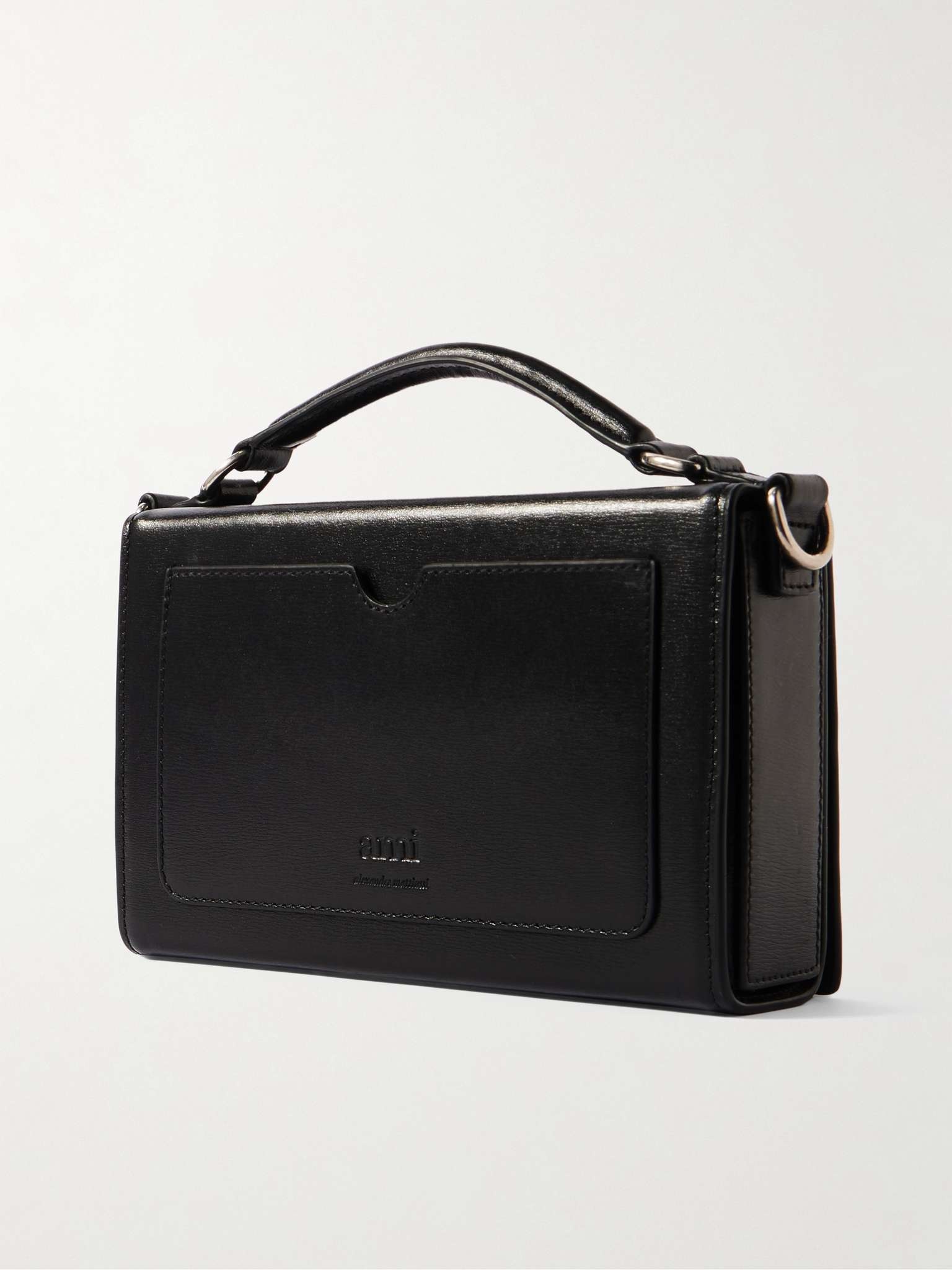 AMI Paris ADC Lunch Box Logo-Appliquéd Leather Messenger Bag