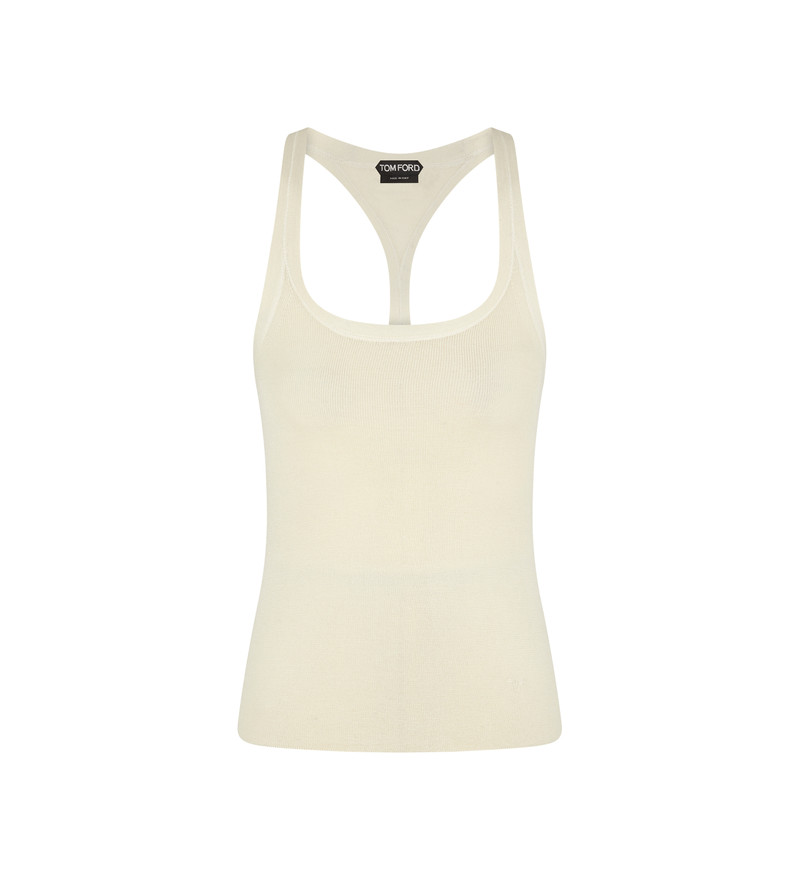FULL NEEDLE FINE CASHMERE SILK  KNIT TANK TOP 1