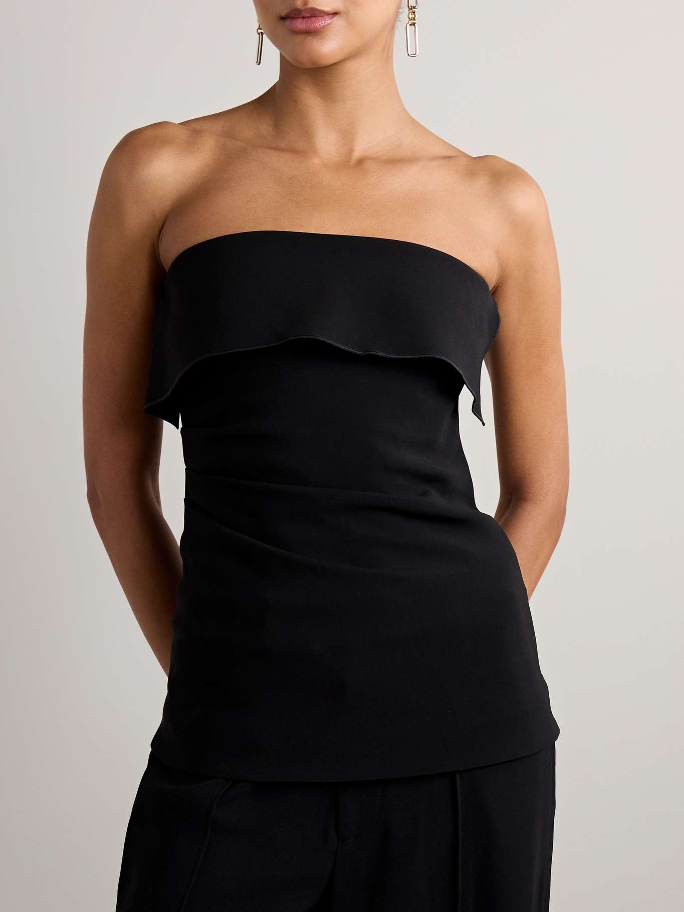 Felicity strapless layered ruched crepe top - 3