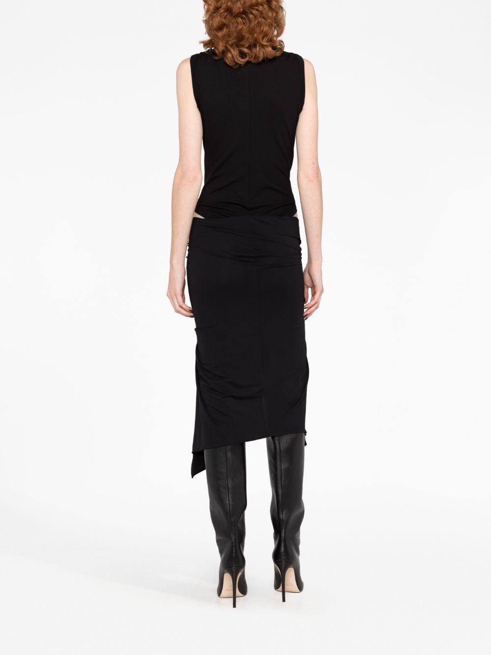 asymmetric cut-out jersey dress - 4