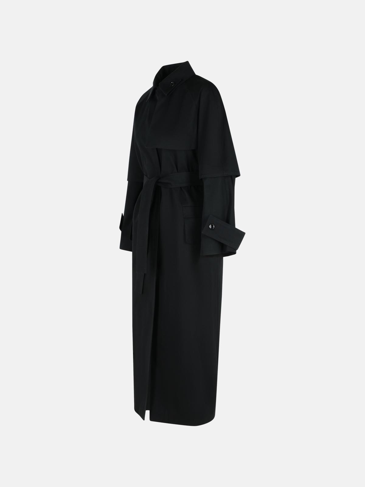 'AGAMIA' BLACK COTTON RAINCOAT - 2