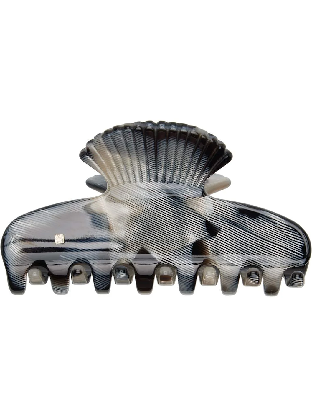 Black Small Fan Shell Claw Hair Clip - 1