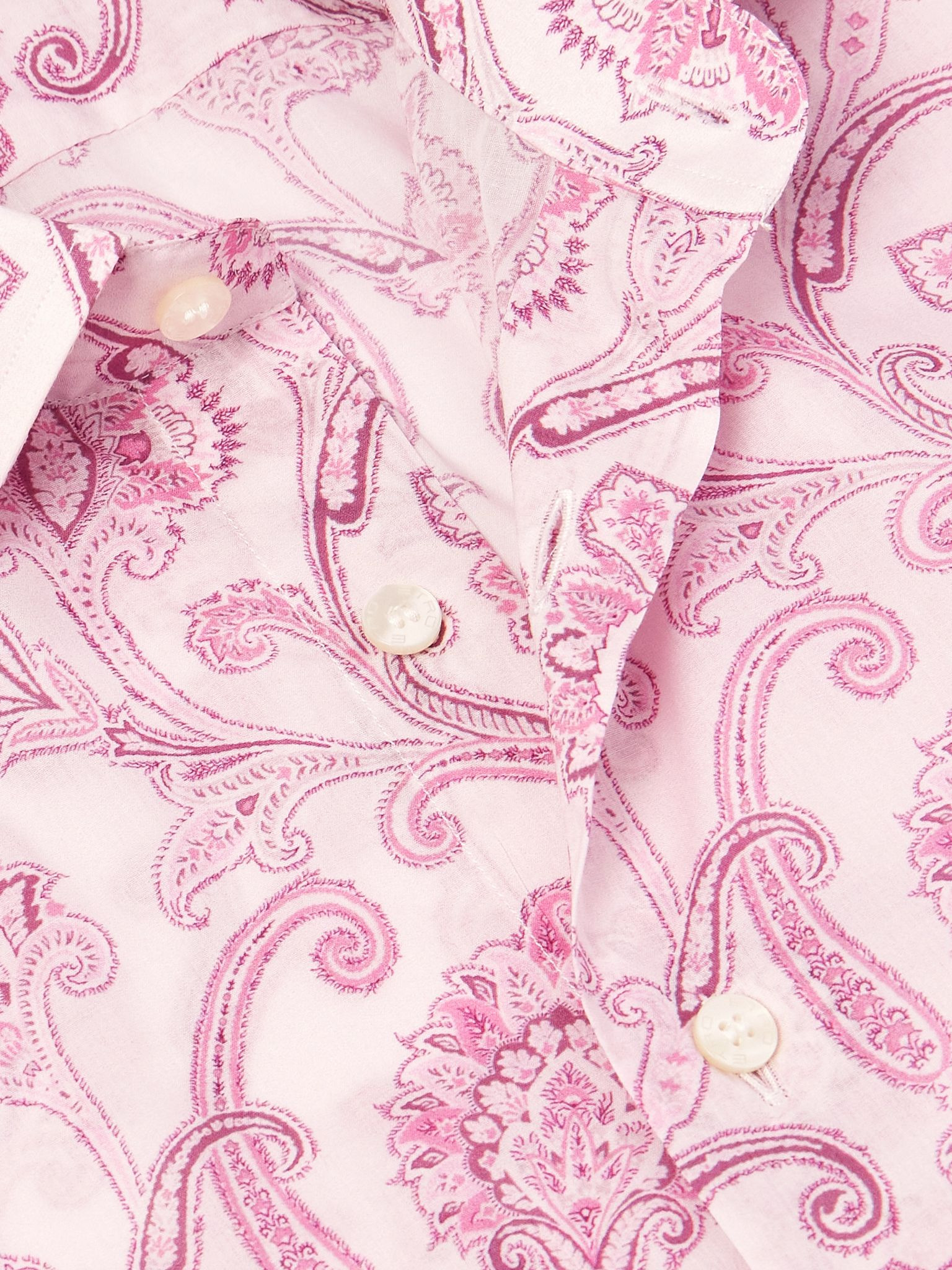 Roma Slim-Fit Cutaway-Collar Paisley-Print Cotton-Gauze Shirt Pink - 5