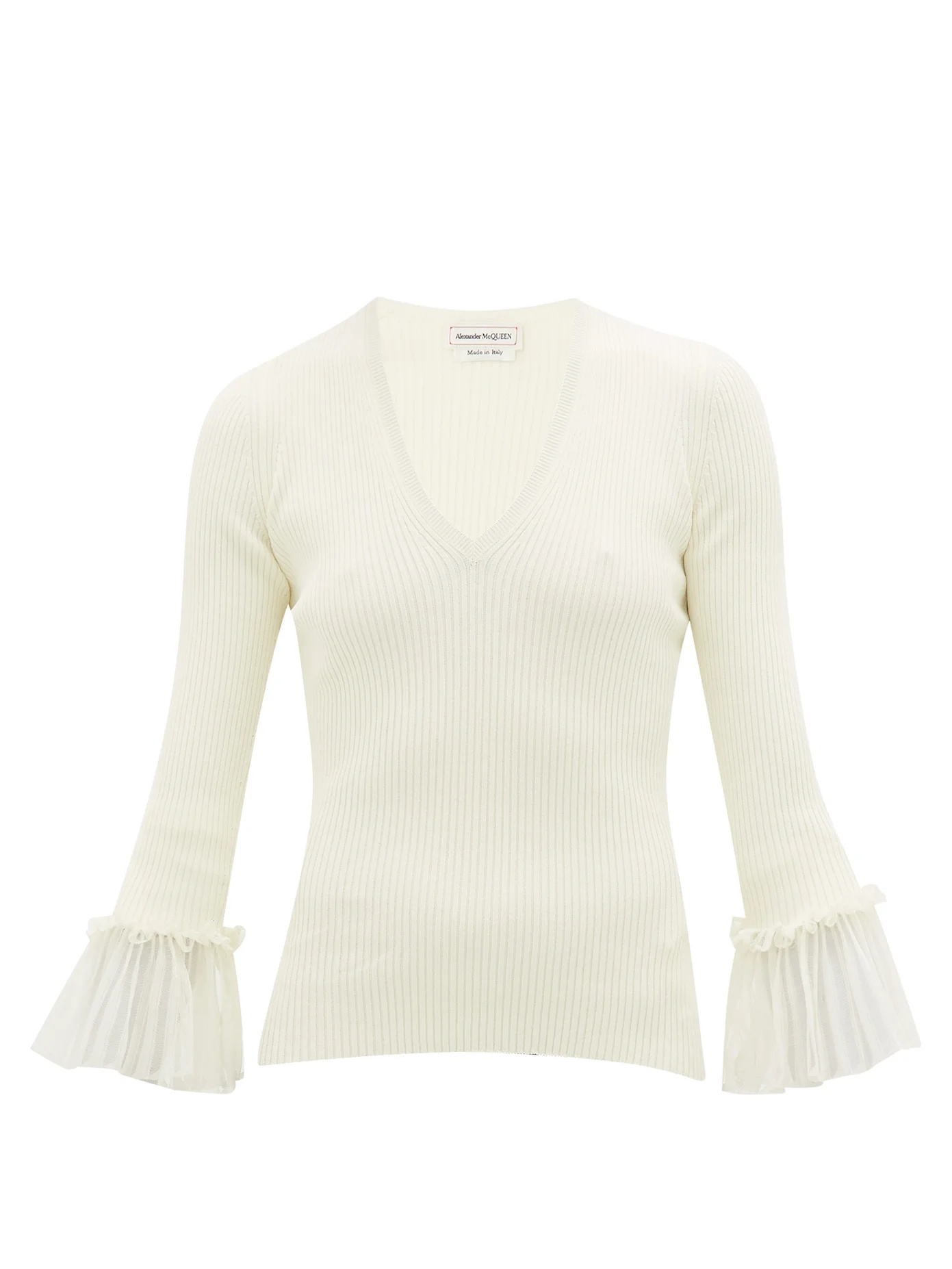 Ruffled-cuff ribbed sweater - 1