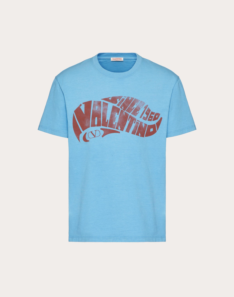 COTTON T-SHIRT WITH VALENTINO SURF PRINT 1