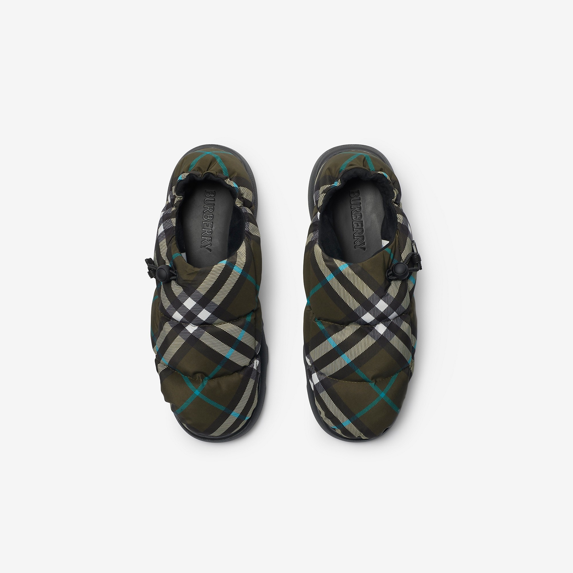 Check Nylon Blend Pillow Mules - 5
