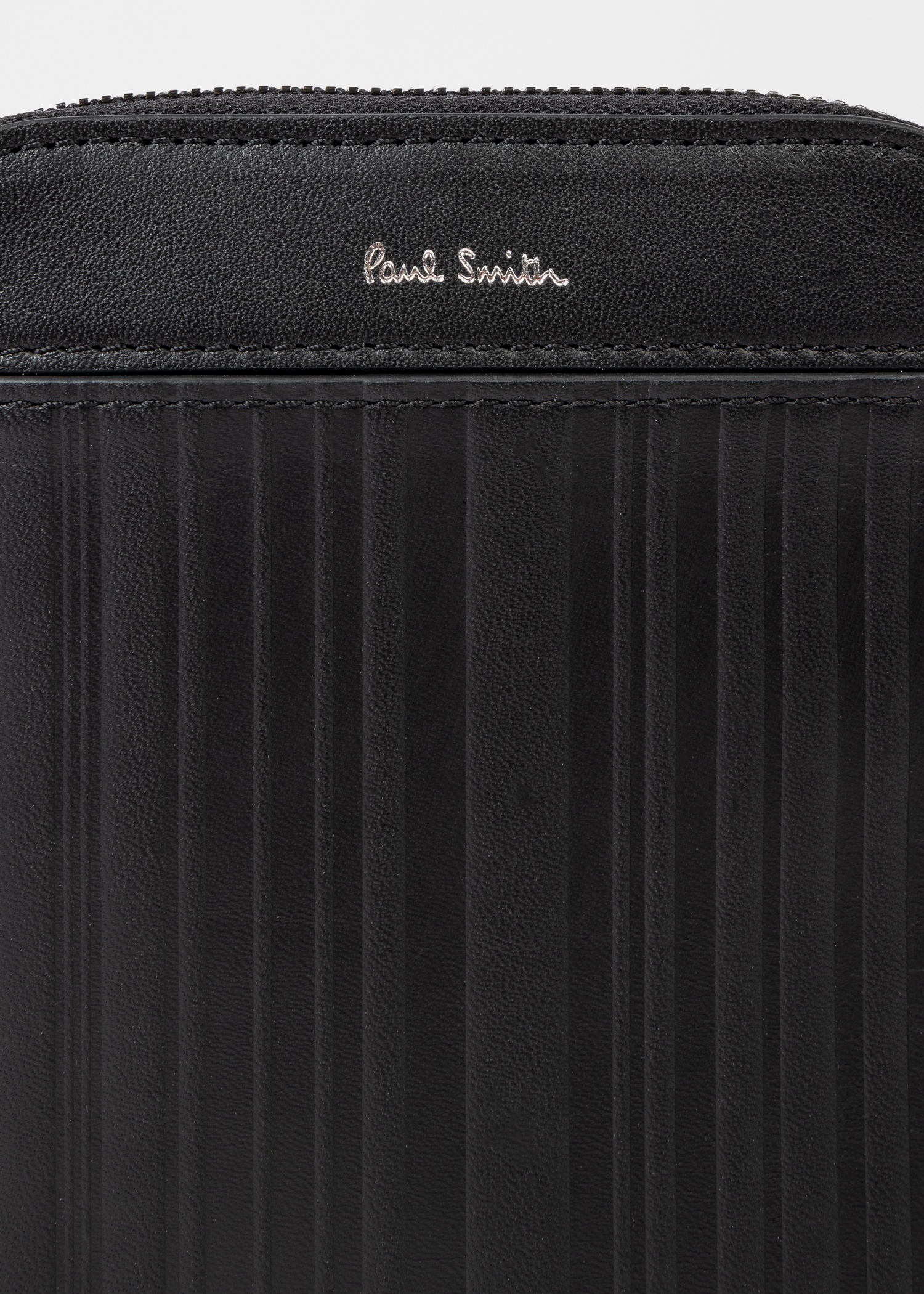 Black Leather 'Shadow Stripe' Phone Wallet Bag - 2