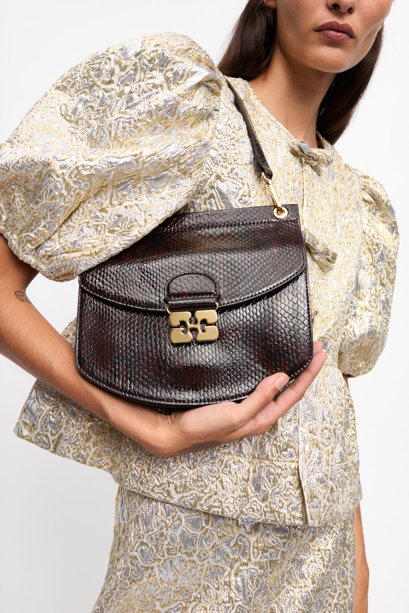 SNAKE BURGUNDY SMALL APO-G BAG - 3