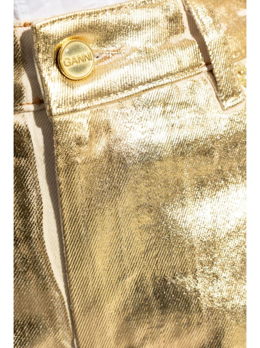 metallic-effect cotton jeans - 5