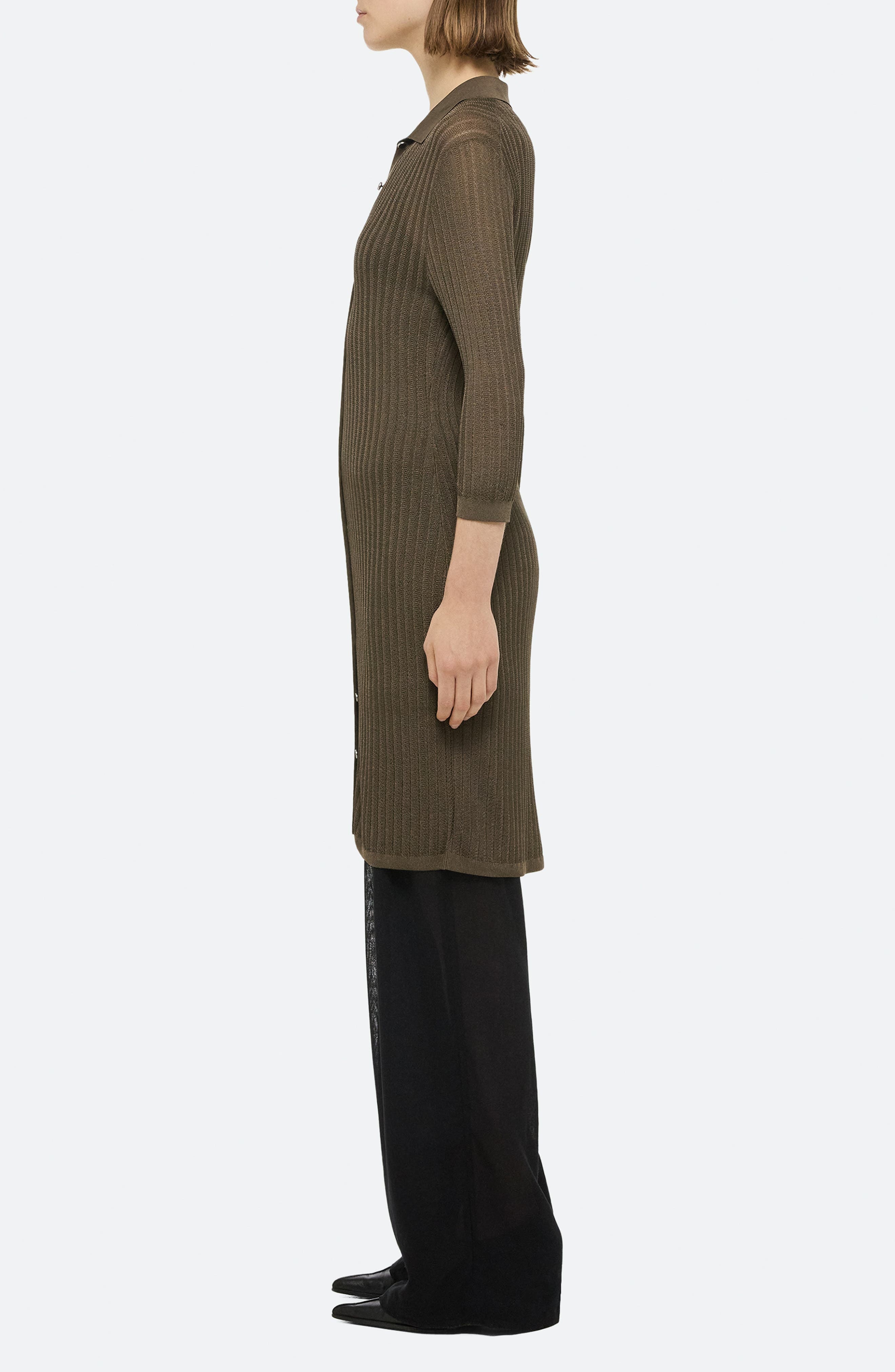 Helmut Lang Longline Pointelle Dress in Cognac at Nordstrom - 3