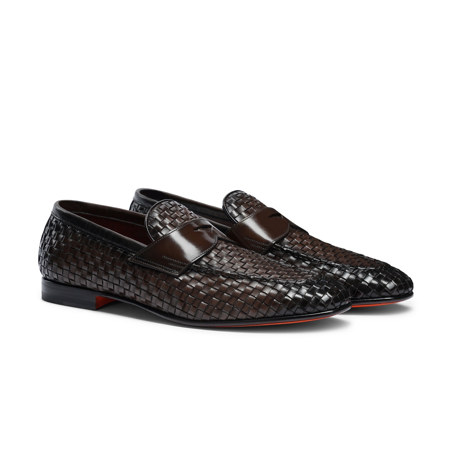 Men's brown woven leather loafer - 3