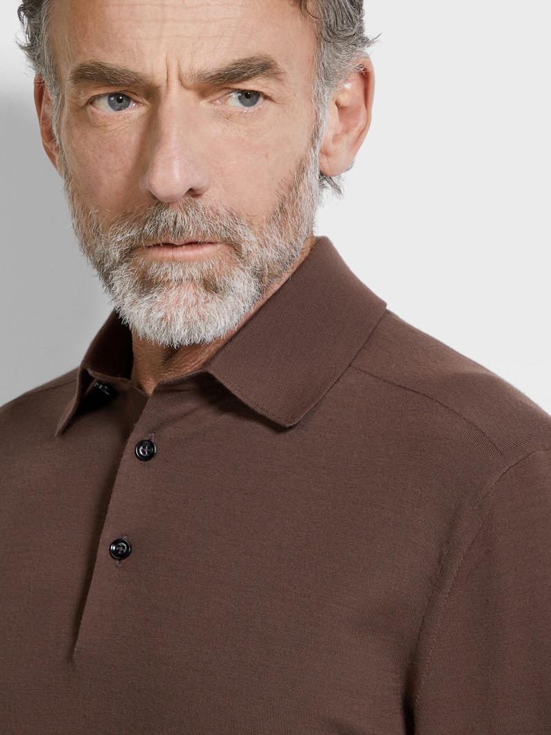ZEGNA BROWN VELLUS AUREUM POLO SHIRT outlook