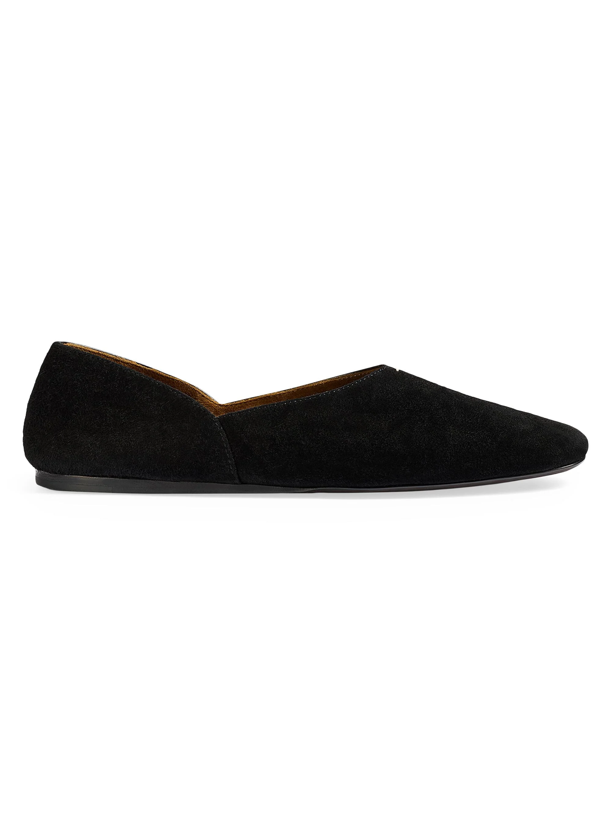Women's Jane Pebbled Suede & Leather Flats - Black - 1