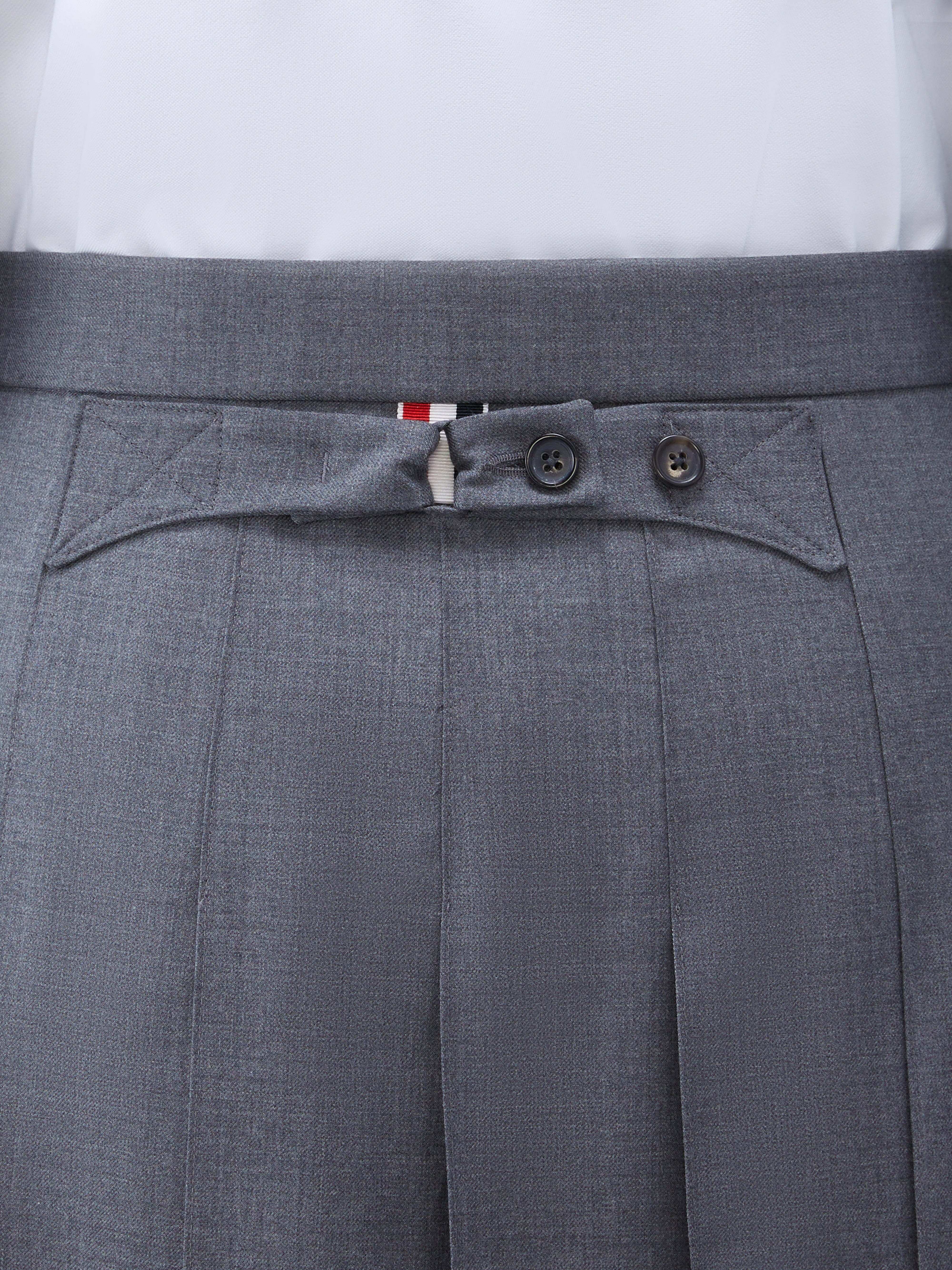 Medium Grey Super 120's Twill Classic Rise Pleated Skirt - 6