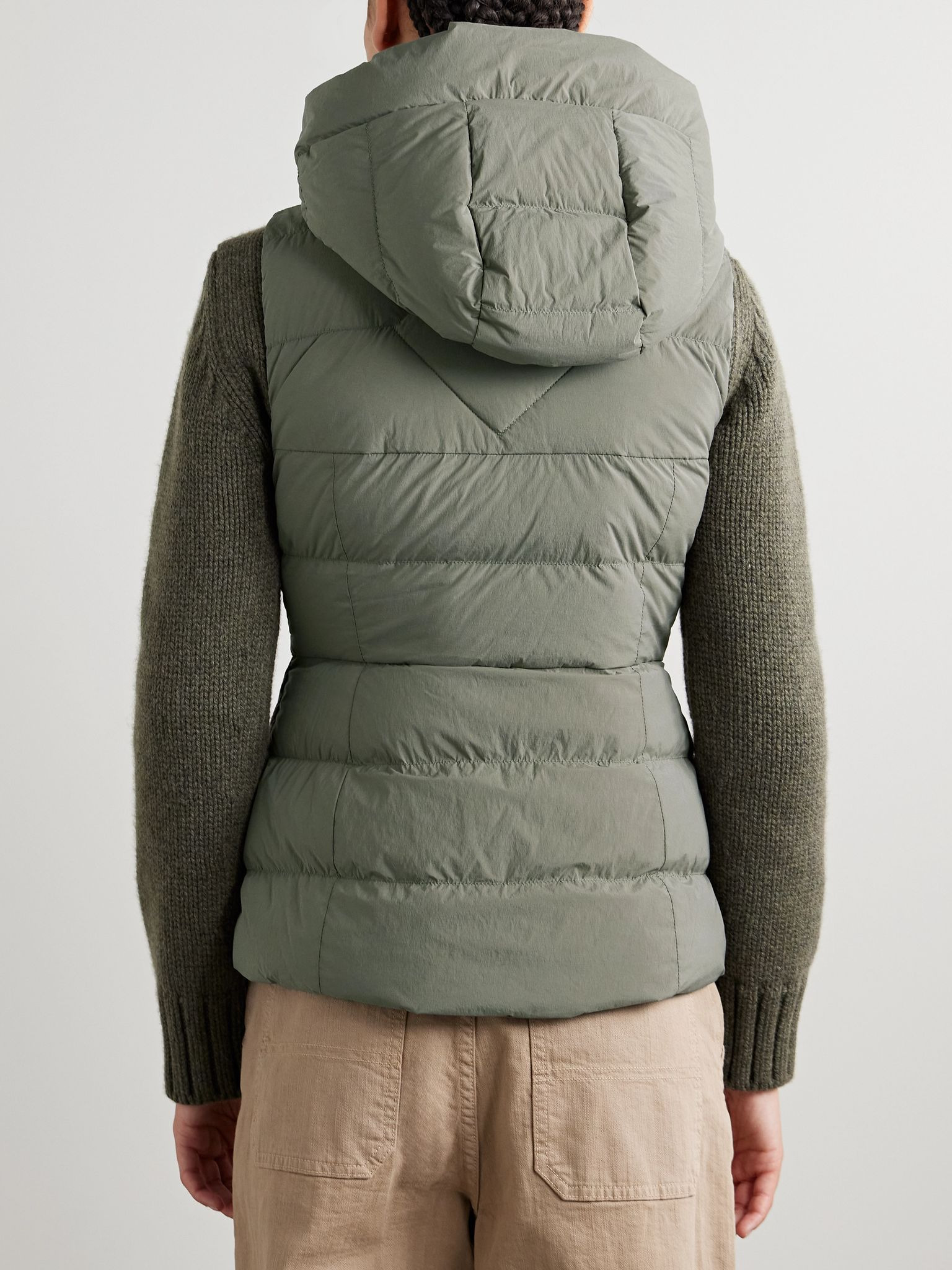 Clair hooded quilted padded shell down vest Gray green - 3