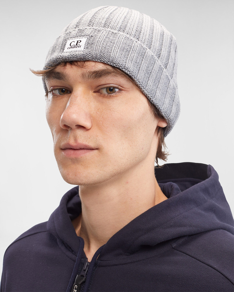 C.P. Company Extra Fine Merino Wool Logo Beanie outlook
