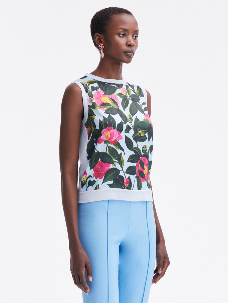 CAMELLIA PRINTED INSET TANK 5