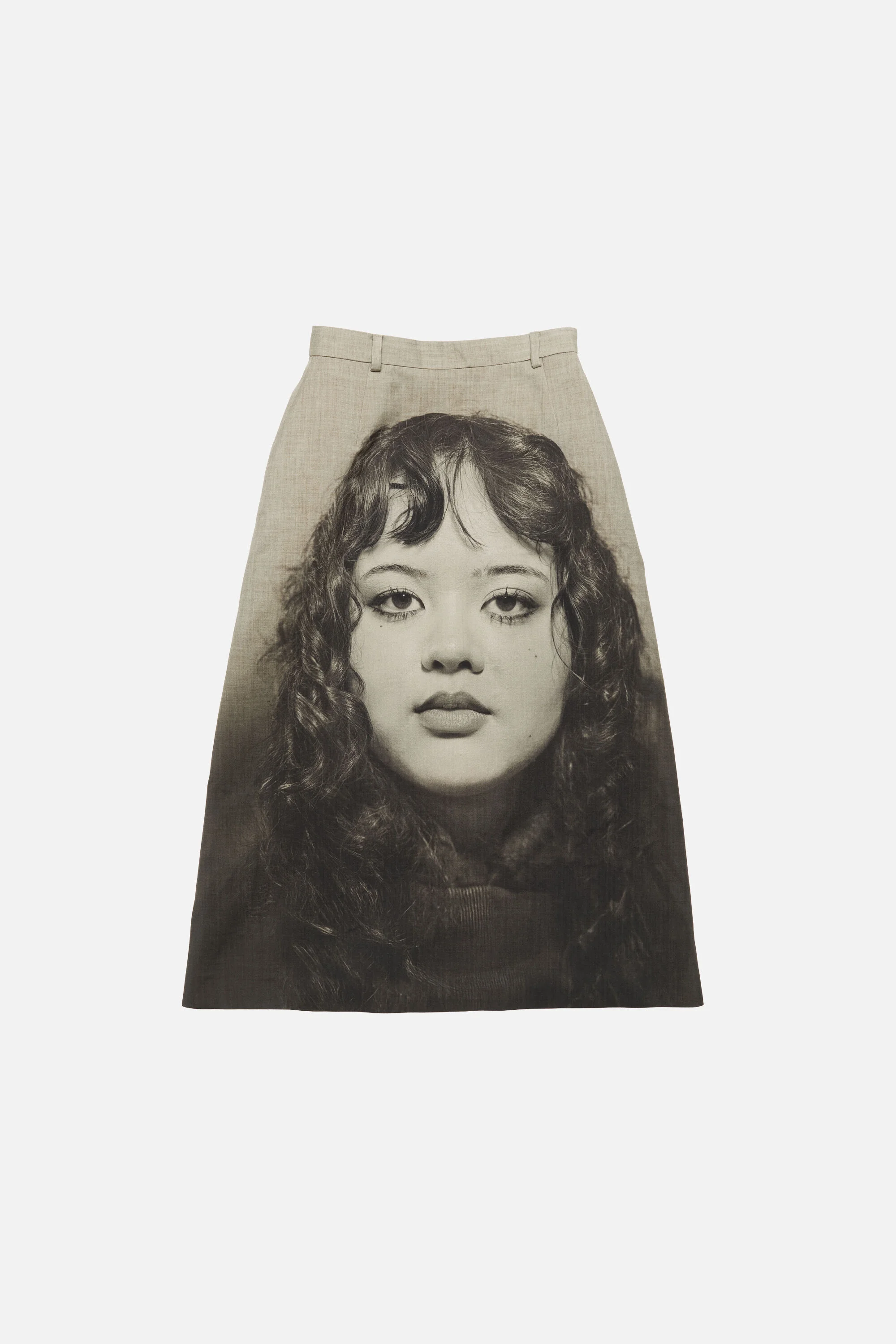 Printed wool skirt - Faded taupe/black - 1