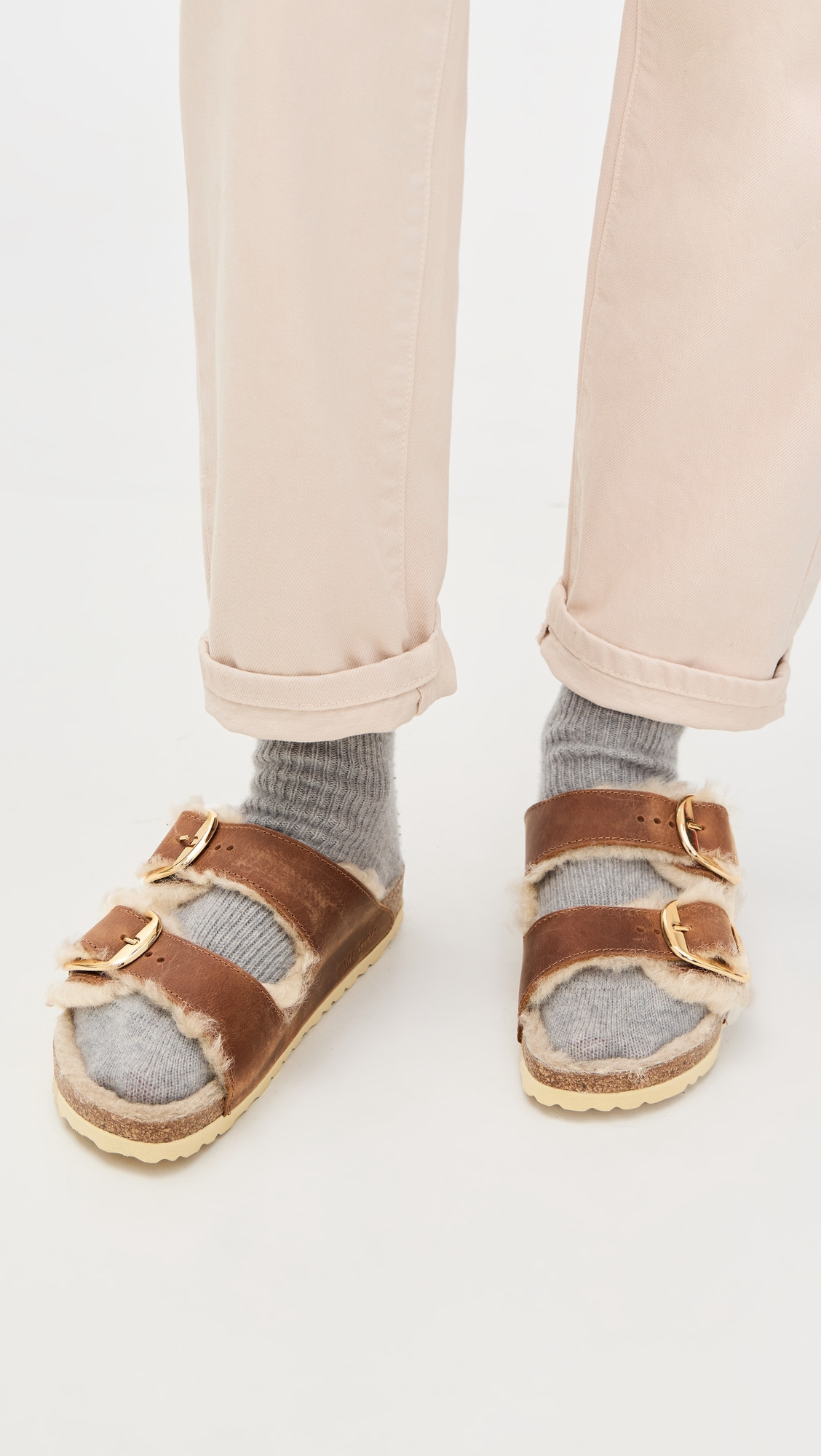 Arizona Big Buckle Shearling Sandals - 2