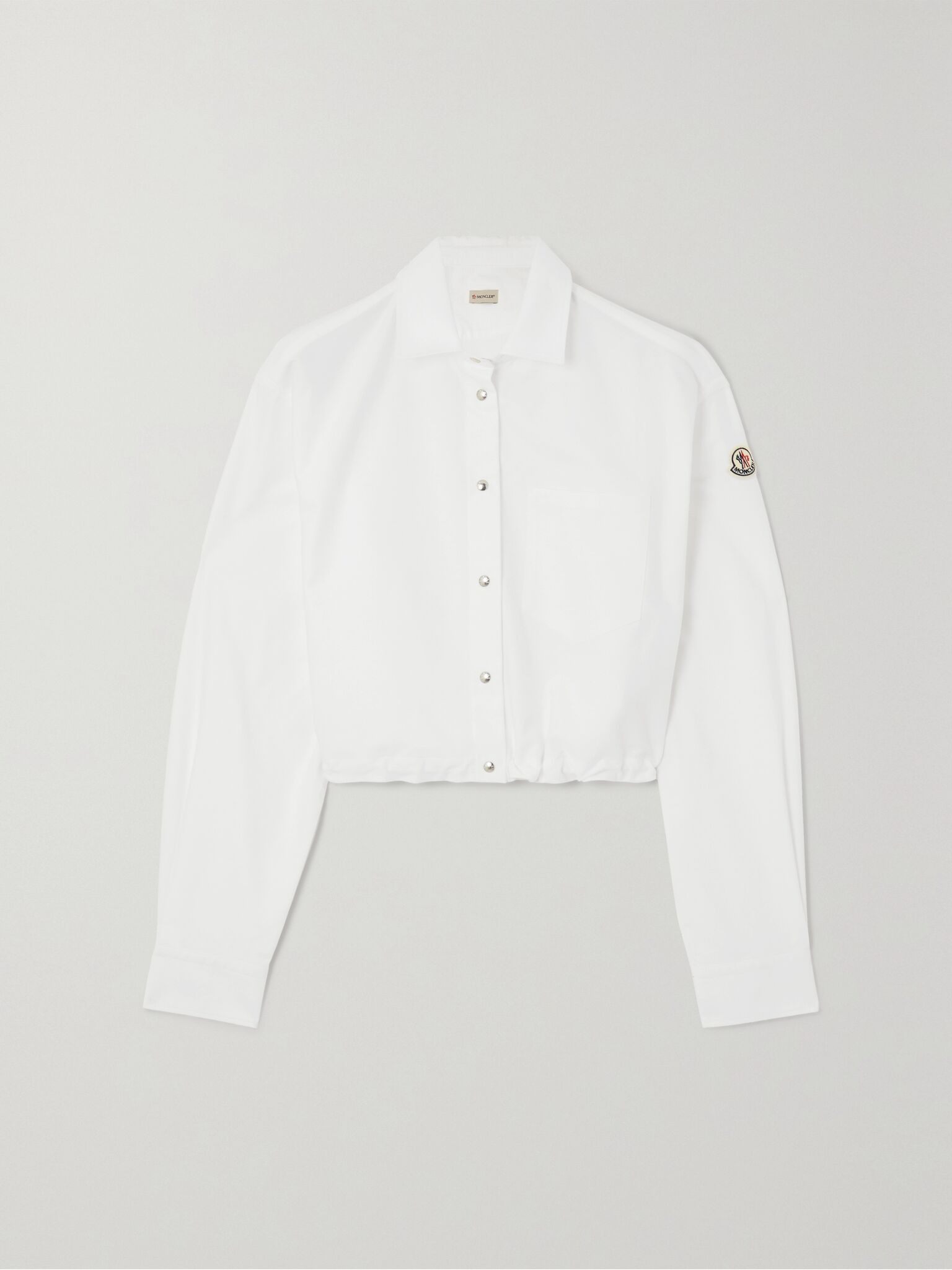 Cropped cotton-poplin shirt White - 1
