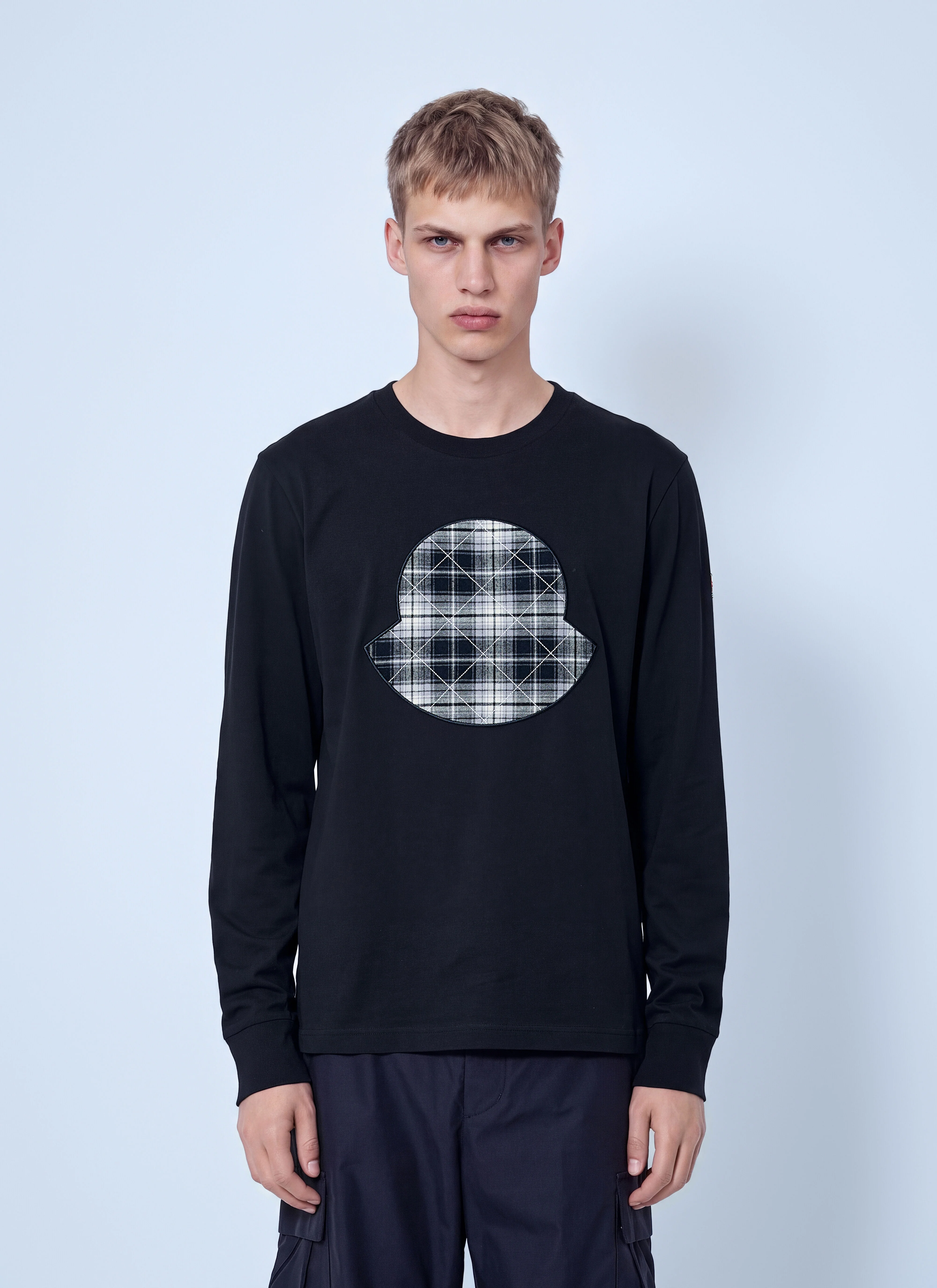 Check Panel Cotton Jersey T-Shirt - 1