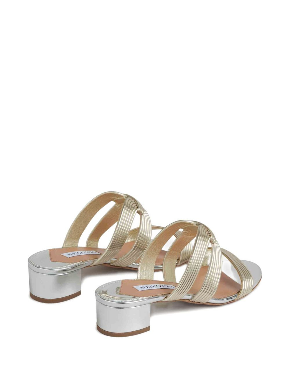 ribbed-strap metallic sandals - 3