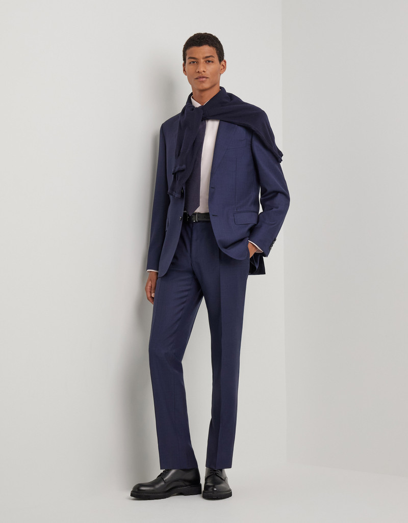 LIGHT BLUE DENIM-EFFECT WOOL REGULAR-FIT SUIT 141