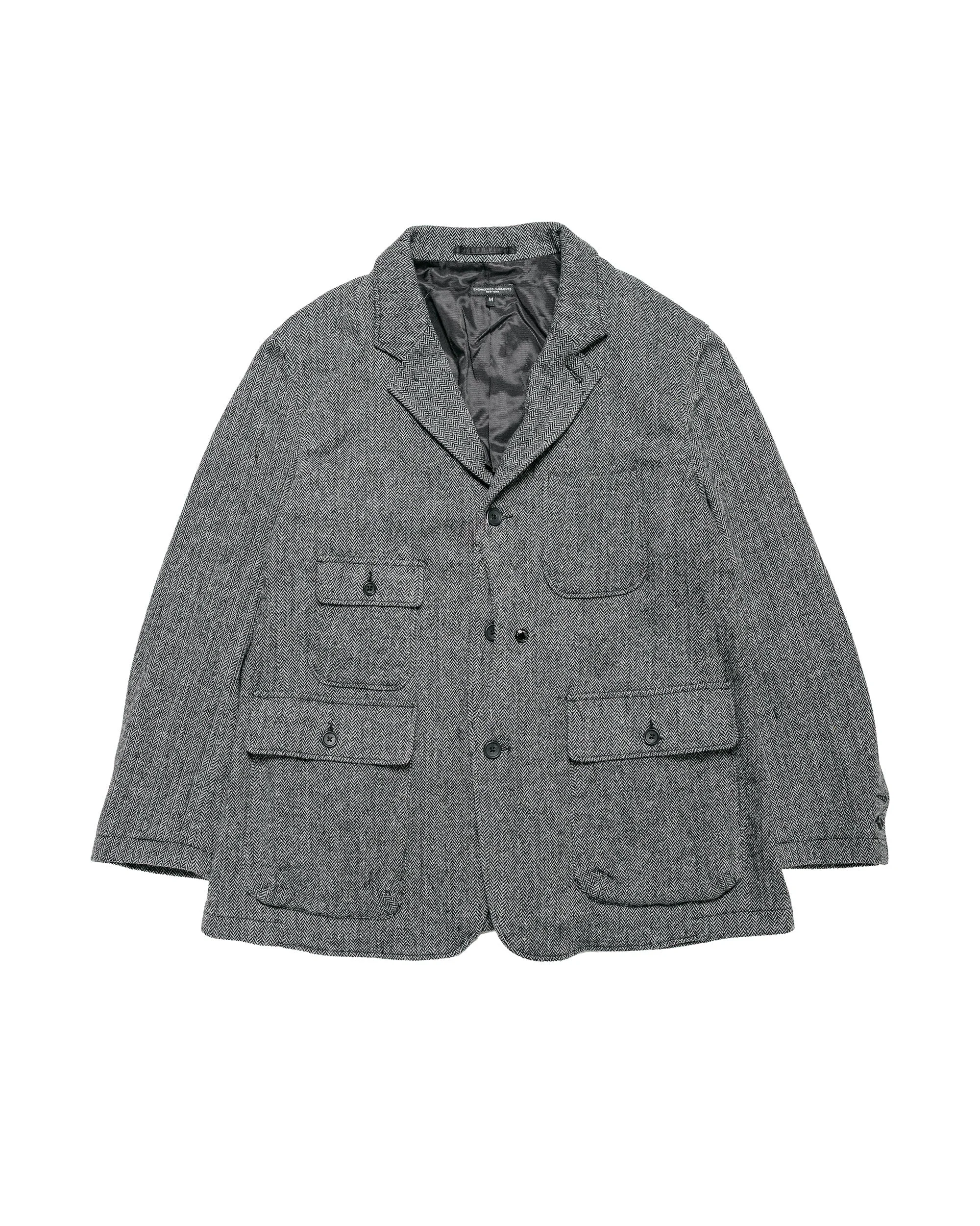 Upland Jacket Grey Poly Wool Herringbone - 1