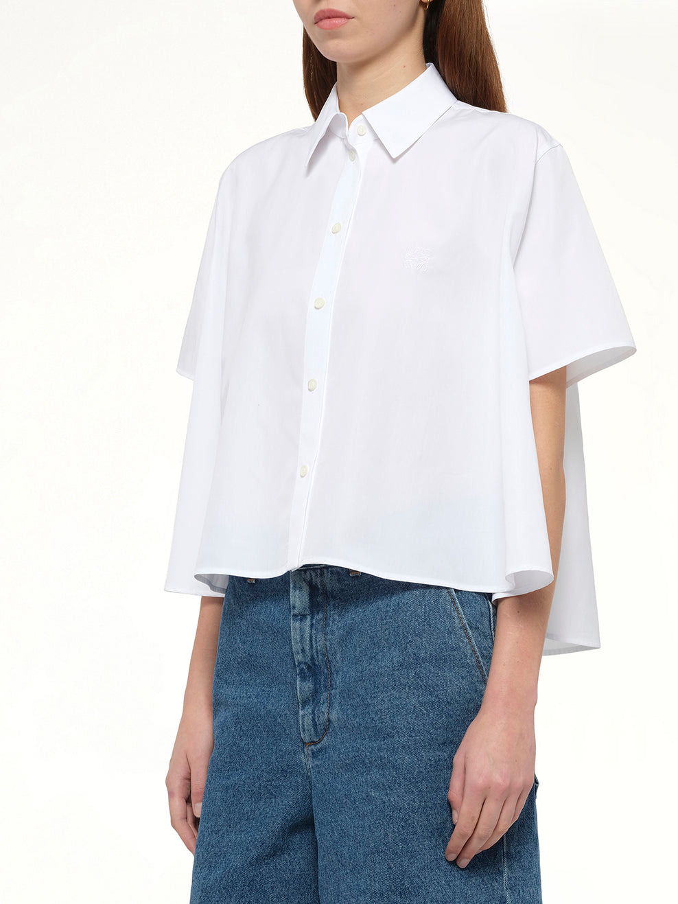 Short Sleeve Trapeze Shirt in White - 3