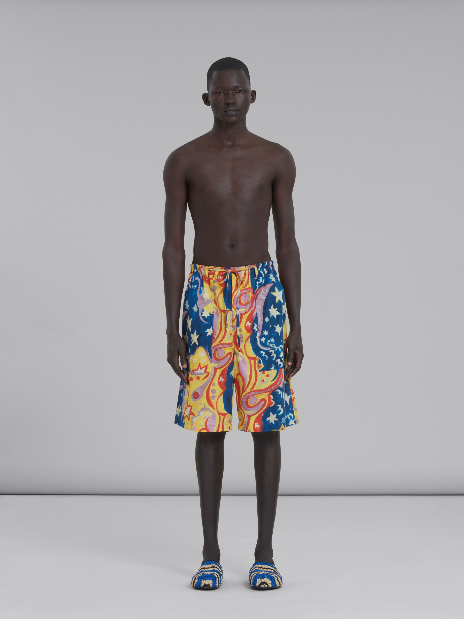 MARNI X NO VACANCY INN - POPLIN SHORTS WITH GALACTIC PARADISE PRINT. - 2