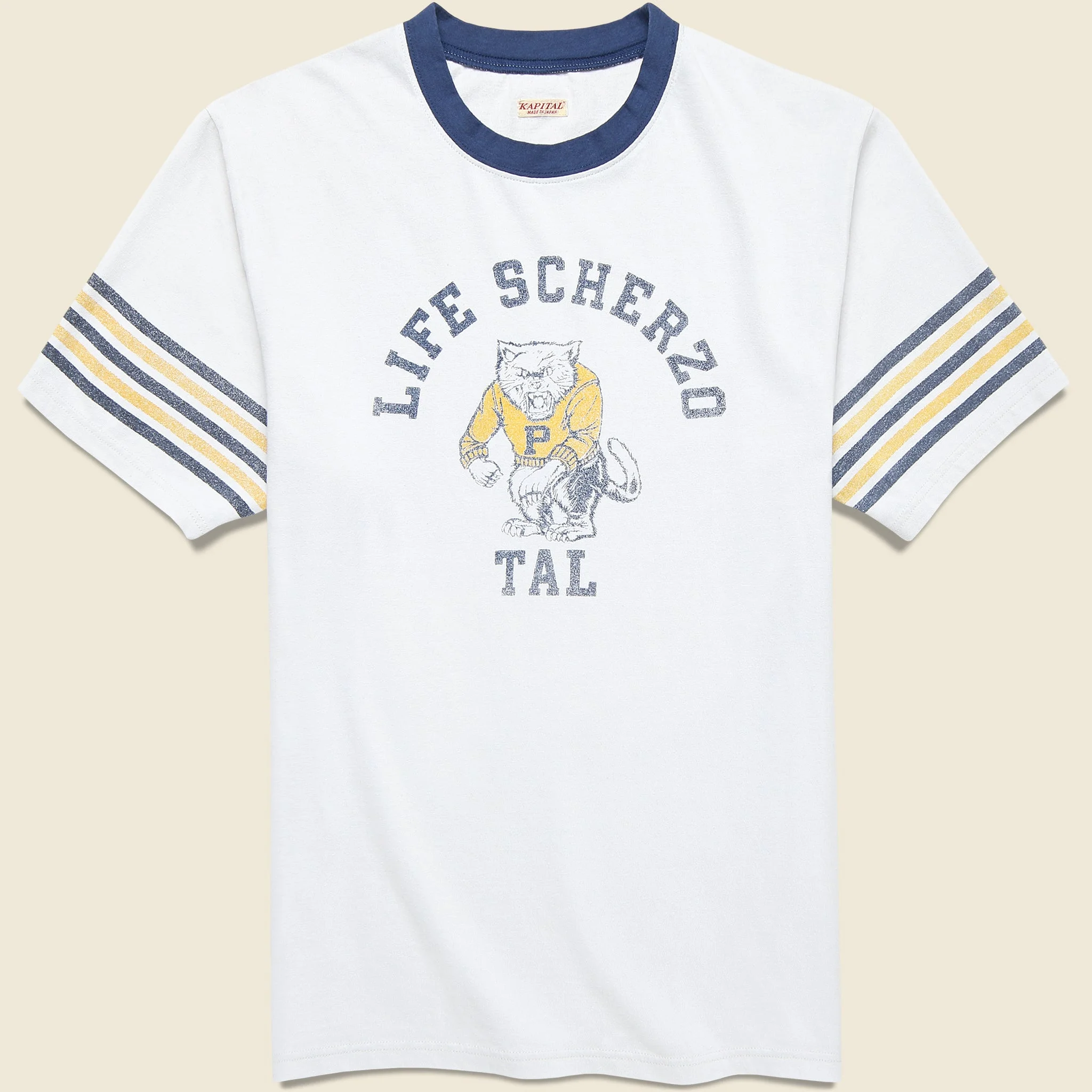 College Capital Ringer Tee - Light Grey - 1