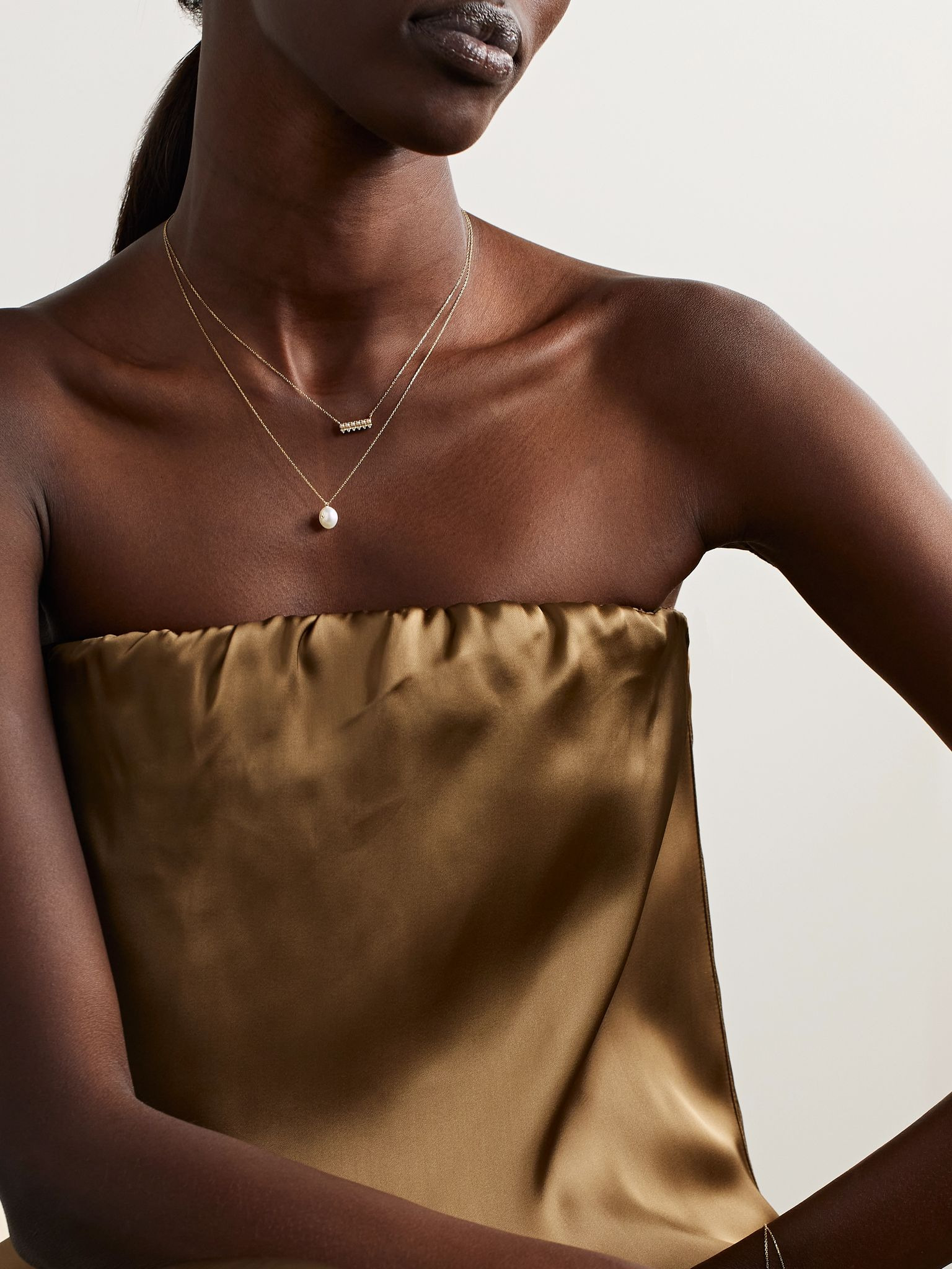 14-karat gold, pearl and diamond necklace Off-white - 5