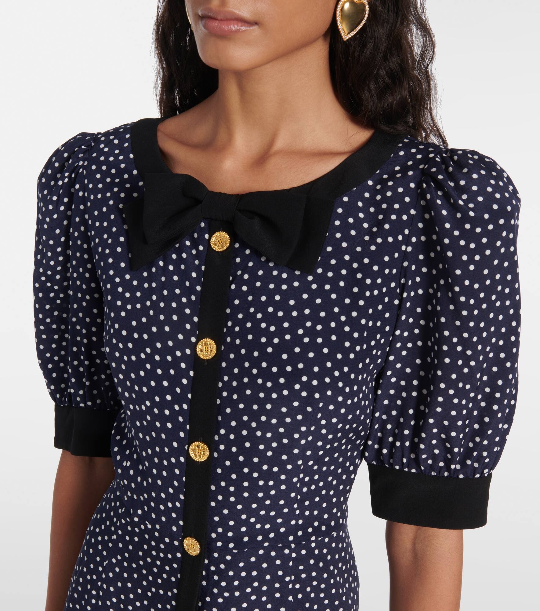 Polka-dot printed silk minidress - 4