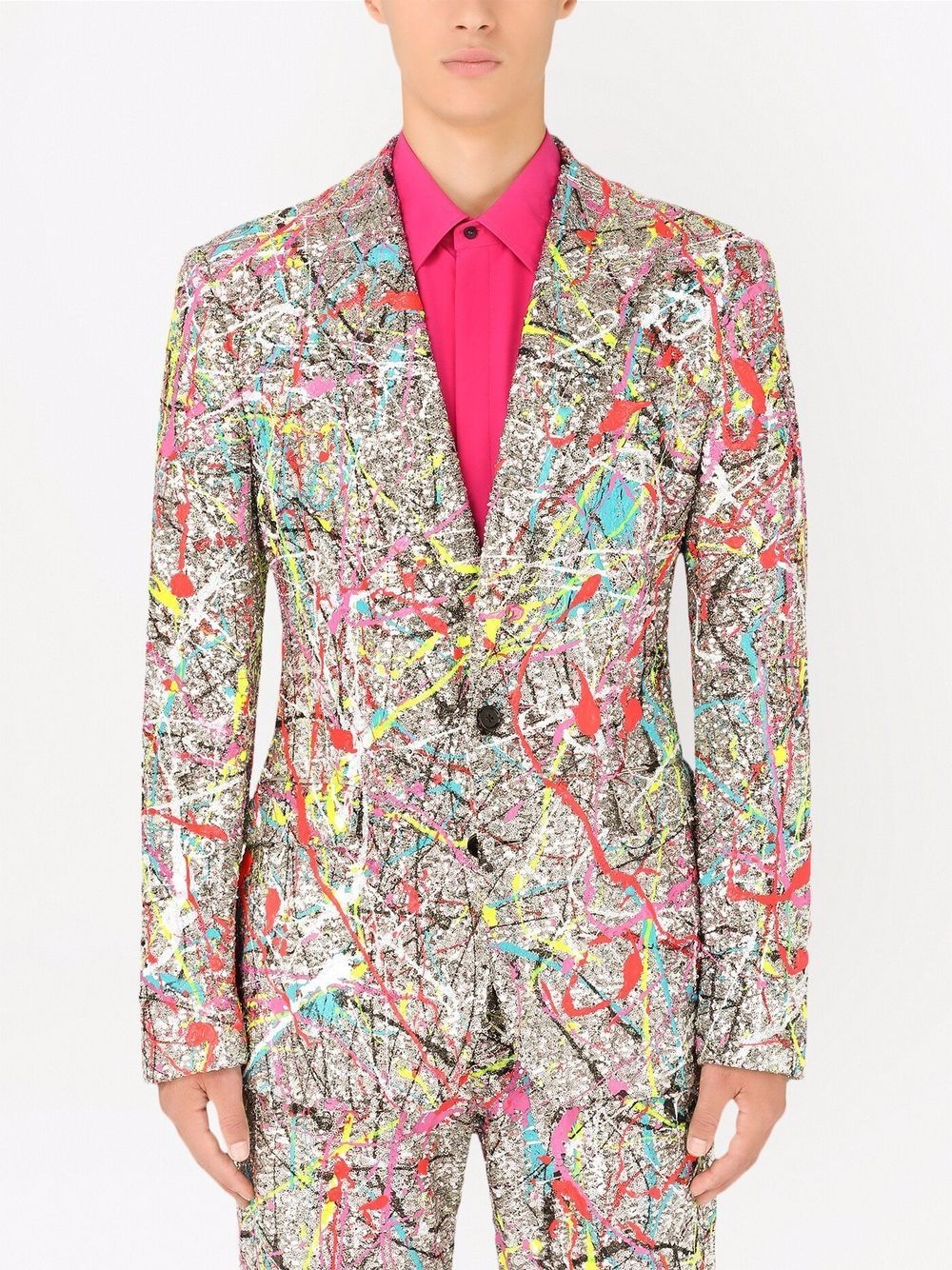 paint splatter single-breasted blazer - 3