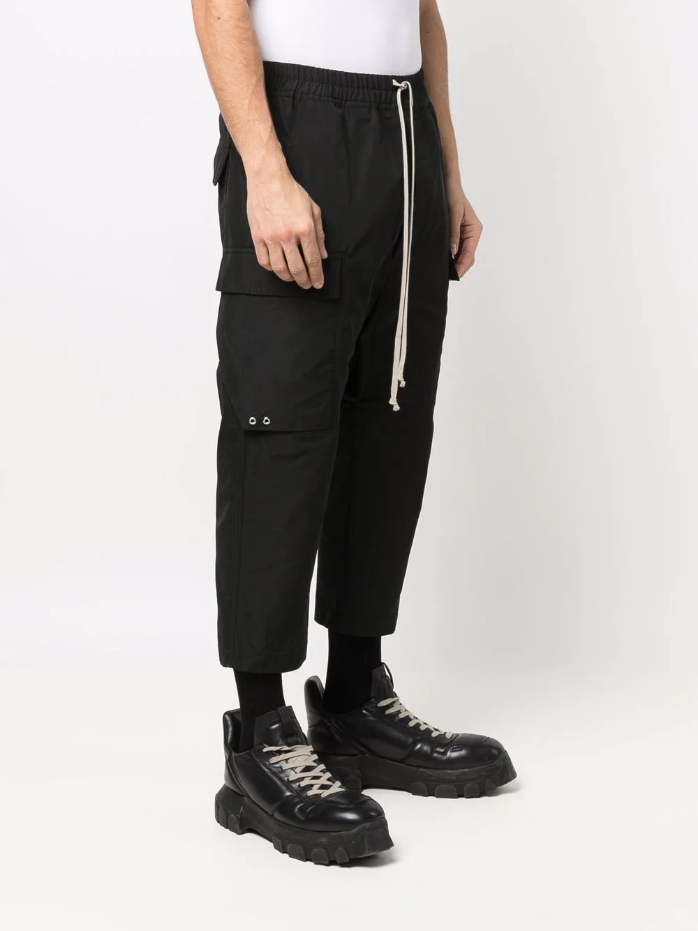 drawstring-waist drop-crotch trousers - 3