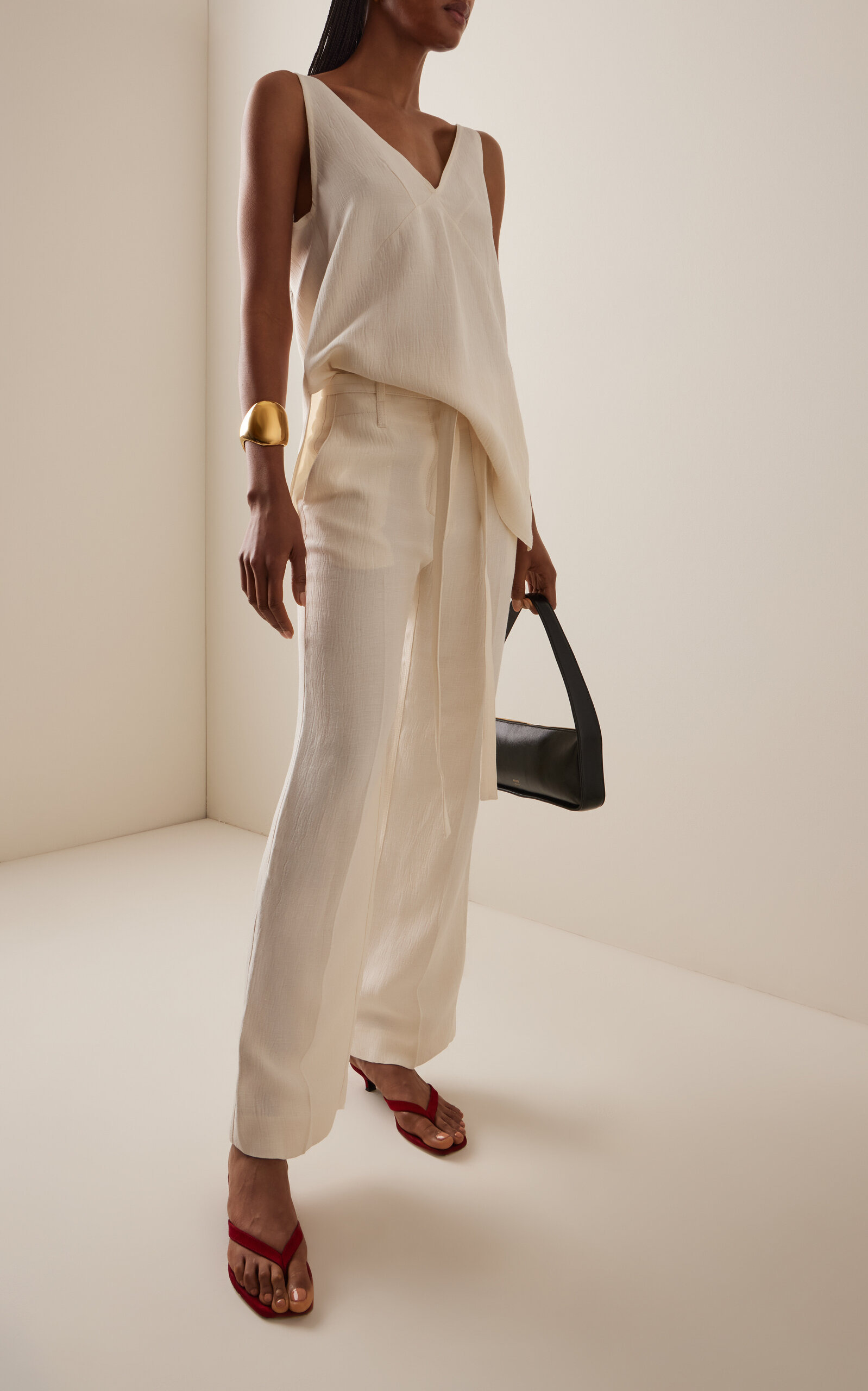 Maggi Cotton-Linen Wide-Leg Pants ivory - 2