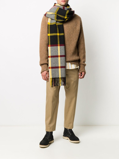 Jil Sander check-pattern fringed scarf outlook