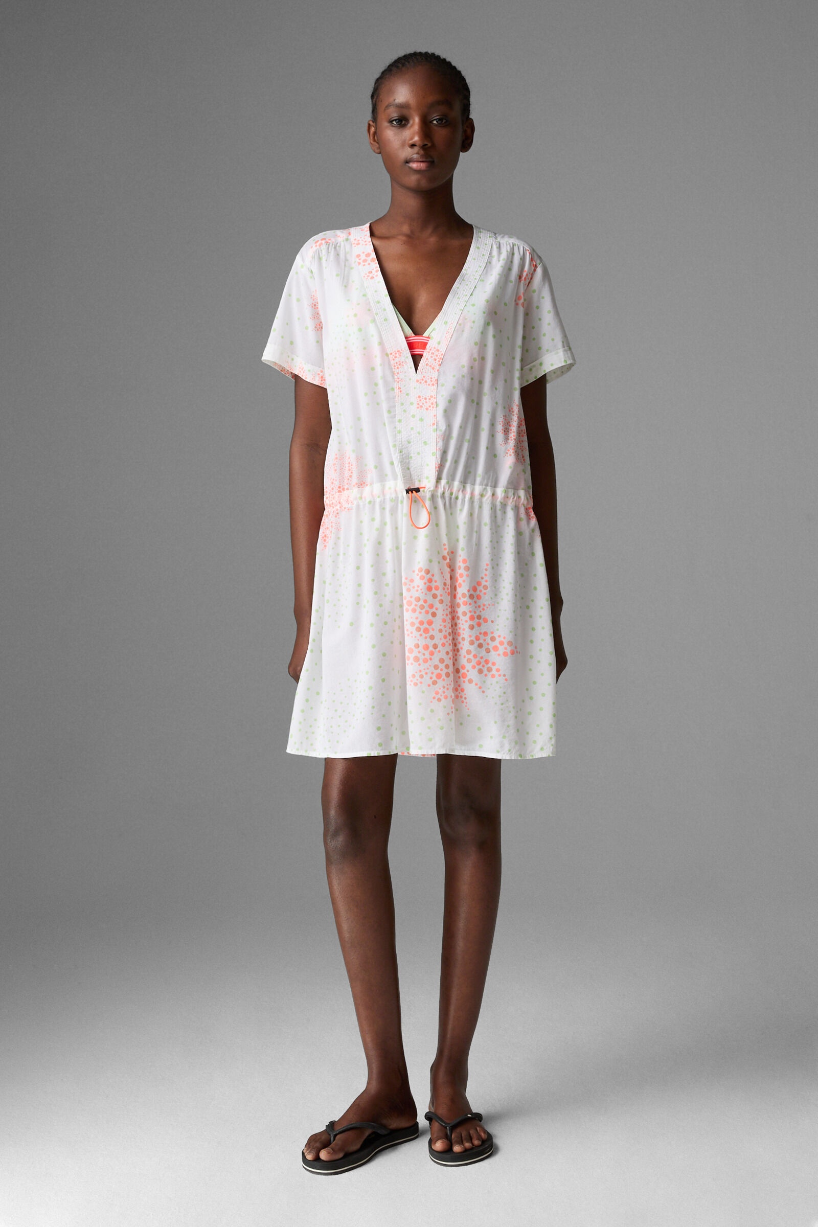 Veronika Tunic beach dress in White/Orange - 2