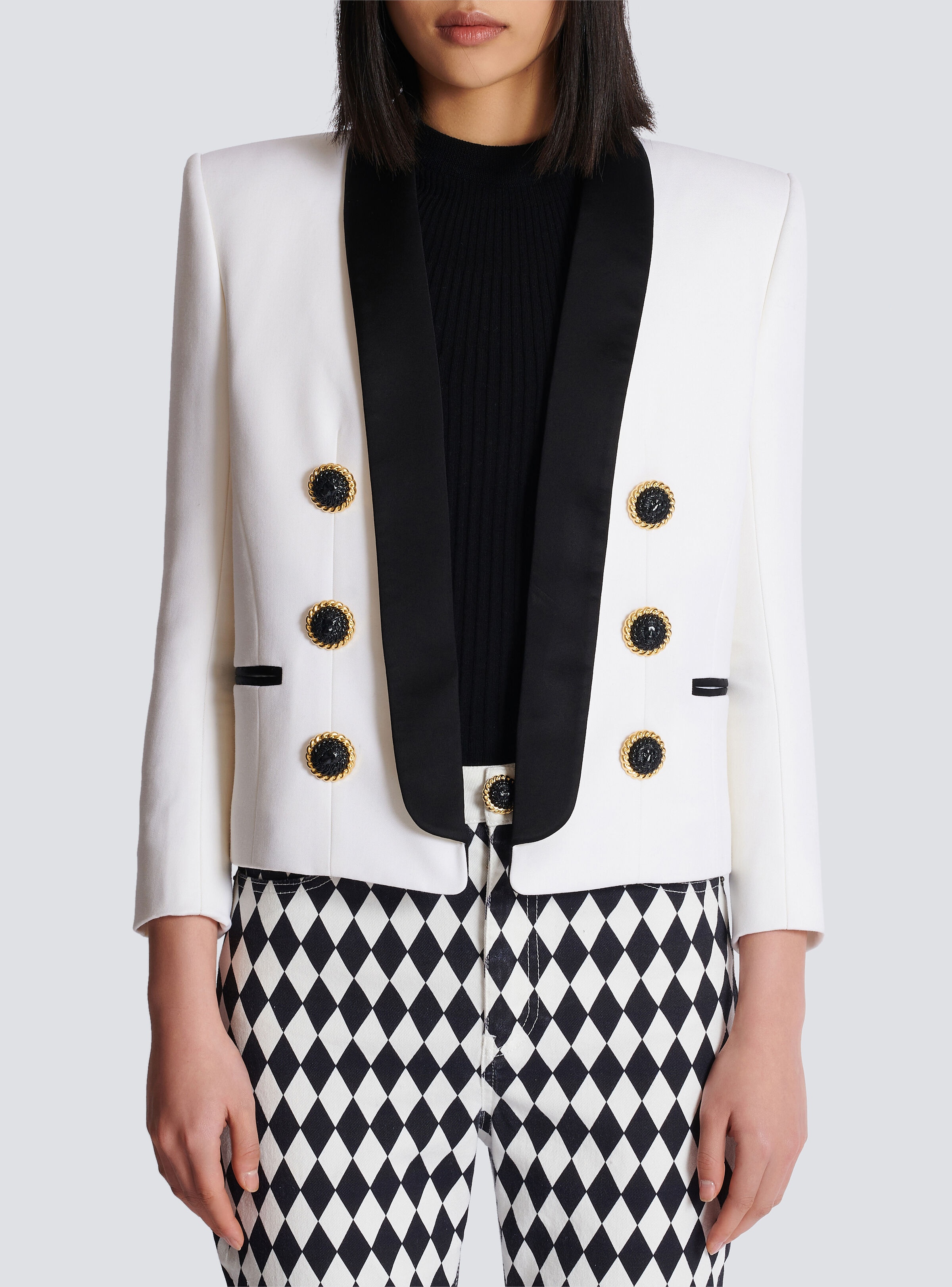 Two-tone edge-to-edge jacket with 6 buttons - 5