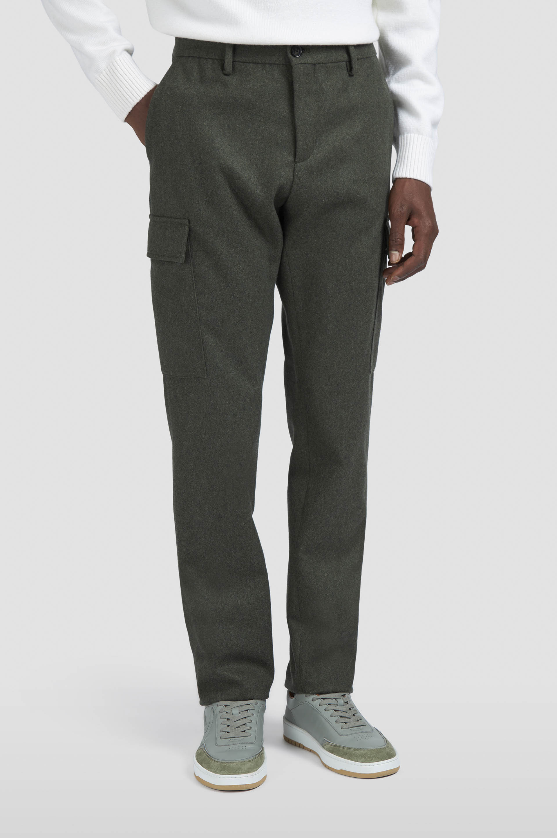 BLENDED WOOL CARGO TROUSERS - 6