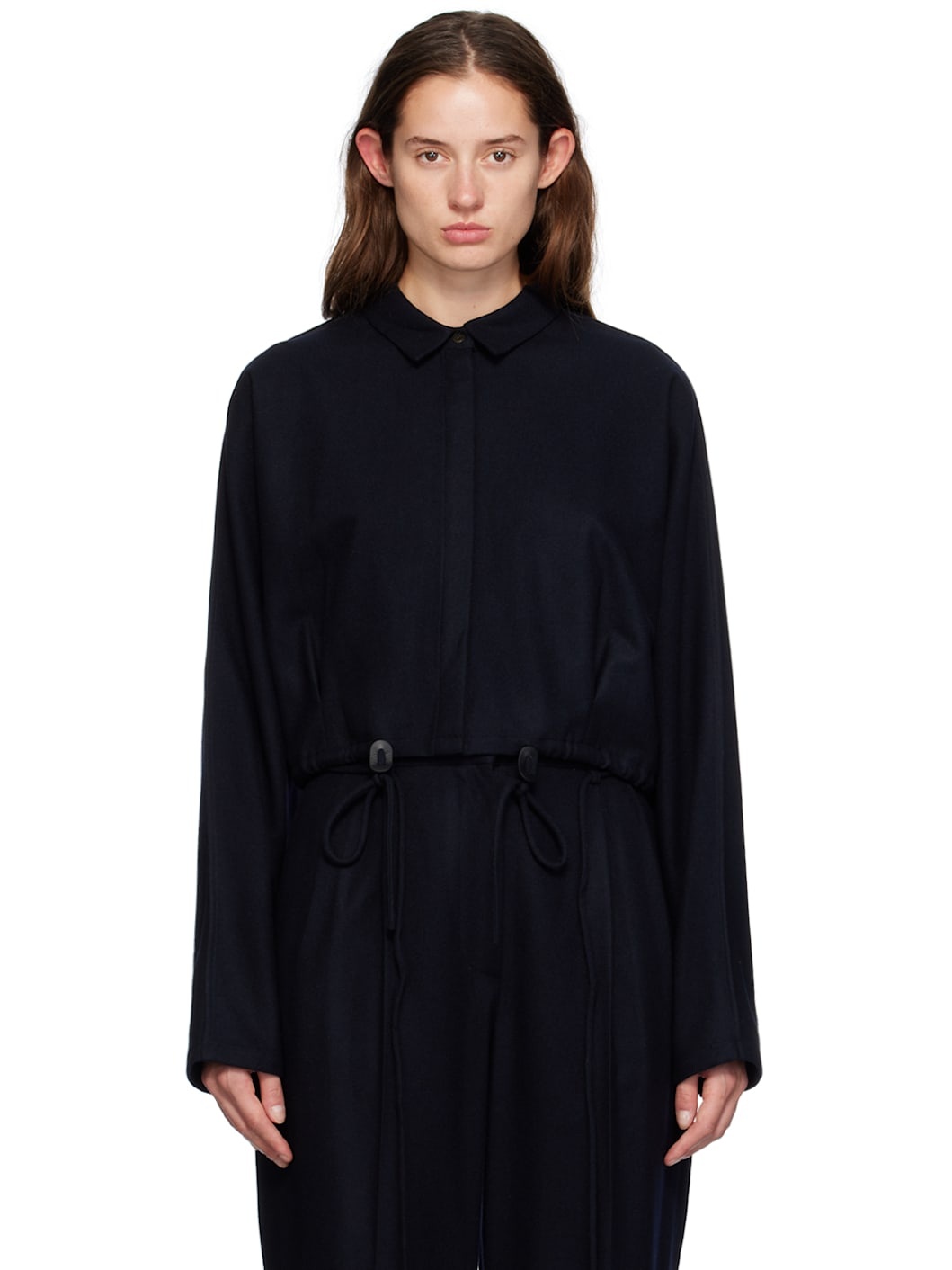 Navy Cropped Shirt - 1