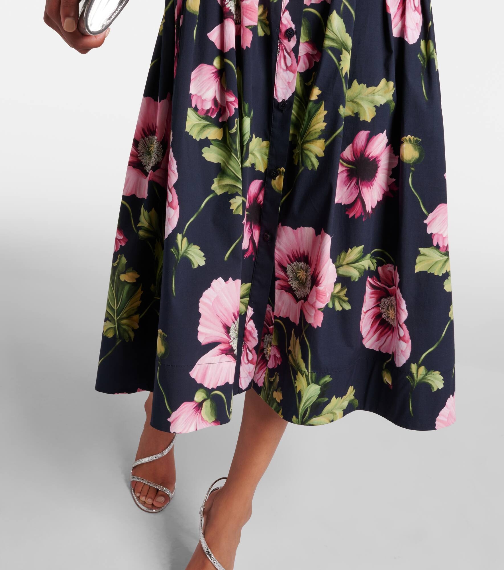 Floral cotton-blend midi dress - 5