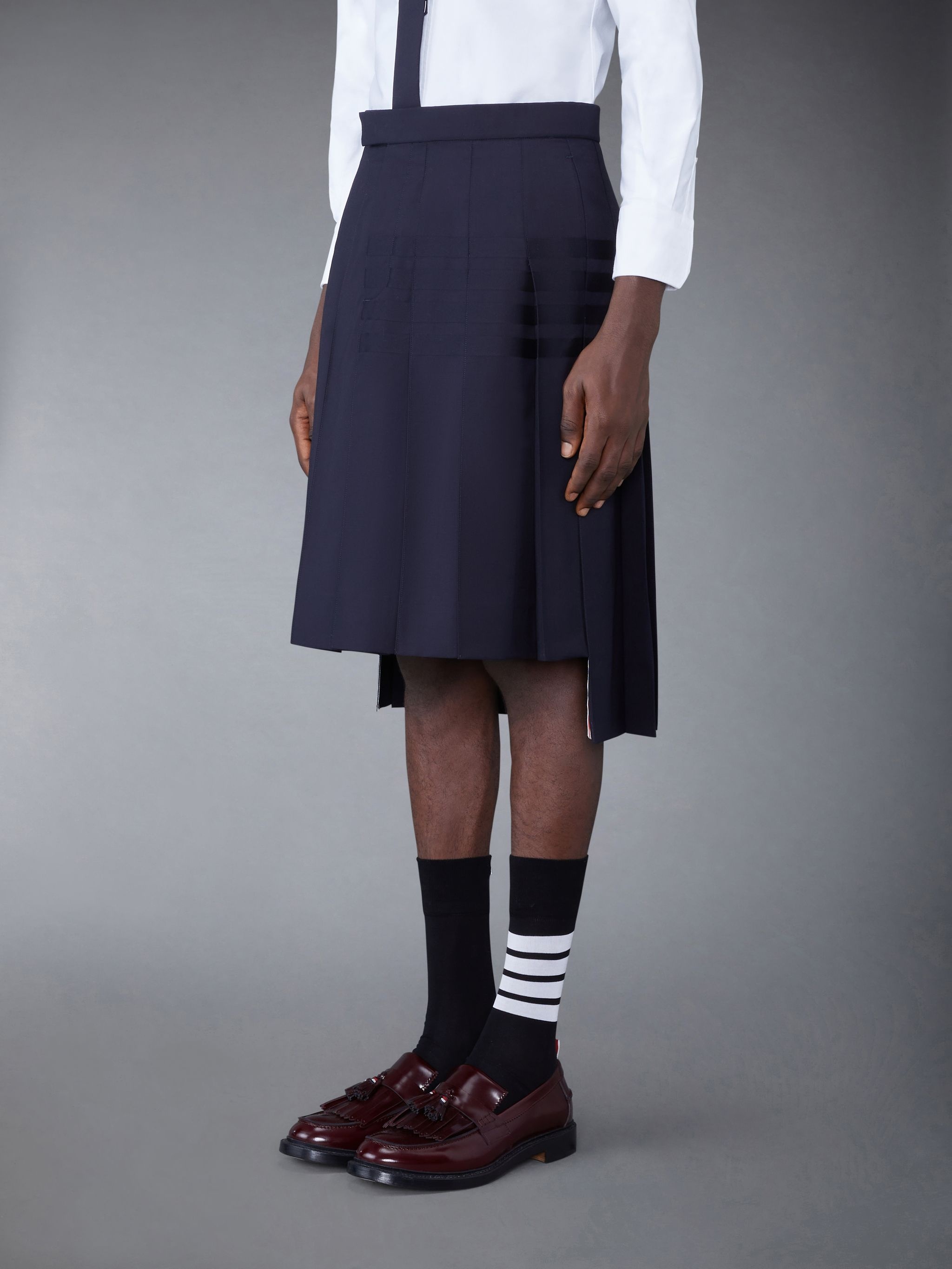 4-Bar Engineered Pleated Mini Skirt