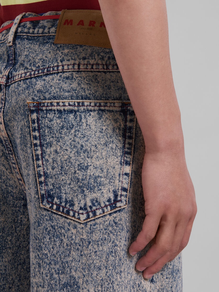 PINK FLARED 5 POCKET TROUSERS IN MARBLE-DYED DENIM - 4