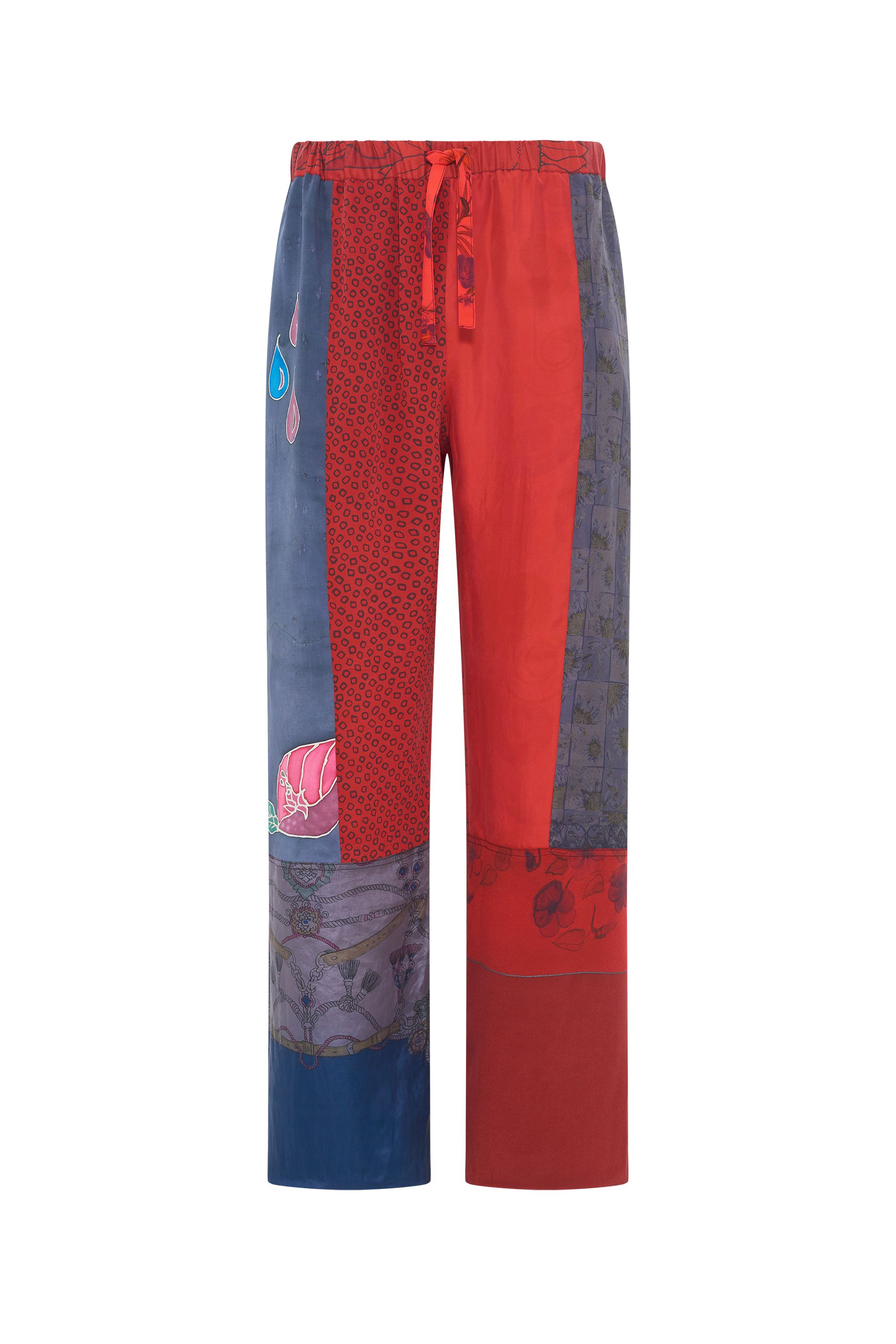 Upcycled Silk Scarves Drawstring Trousers - 8
