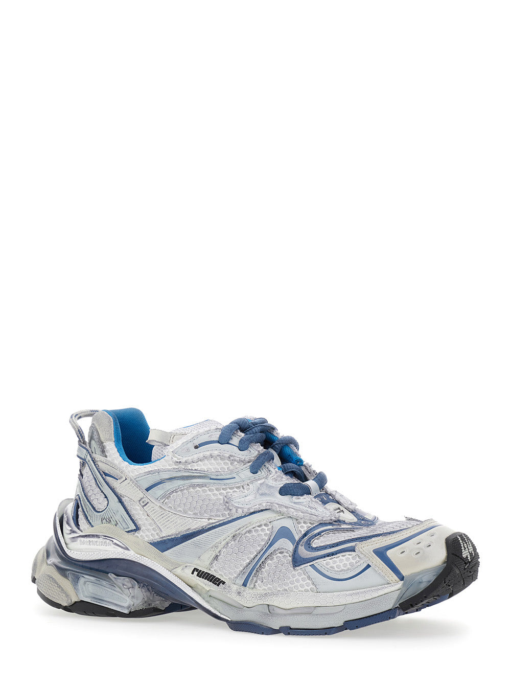 Balenciaga Men 'Runner 2.0' Light Blue Low Top Sneakers With Runner Logo In Tech Fabric Man - 2