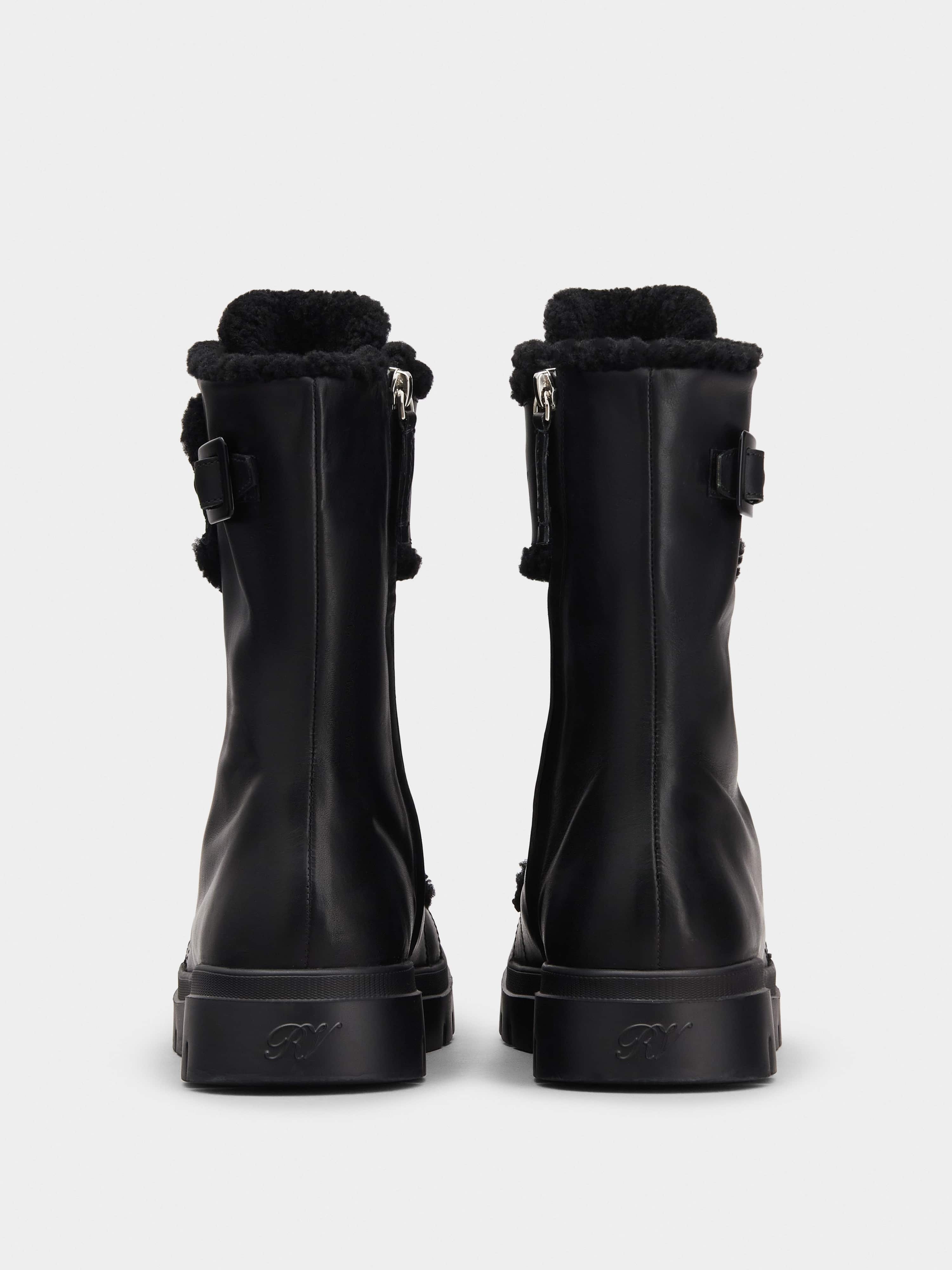 Walky Viv' Shearling Strass Buckle Boots in Leather - 5