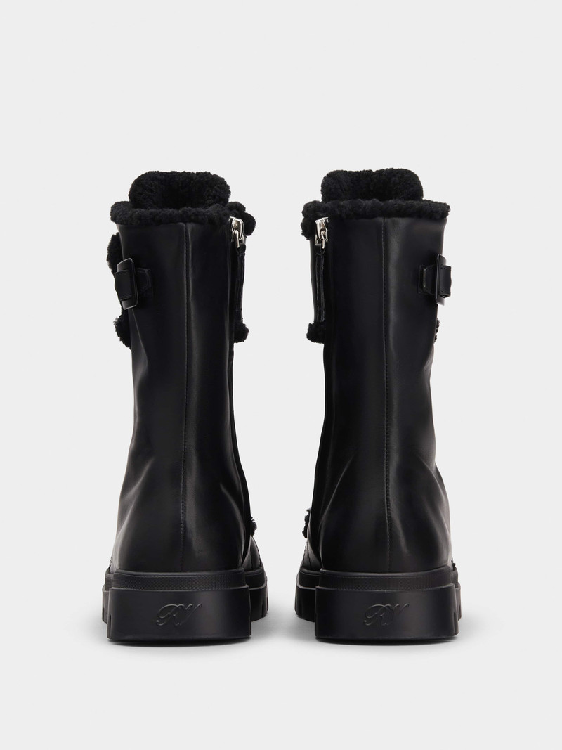 Walky Viv' Shearling Strass Buckle Boots in Leather 5