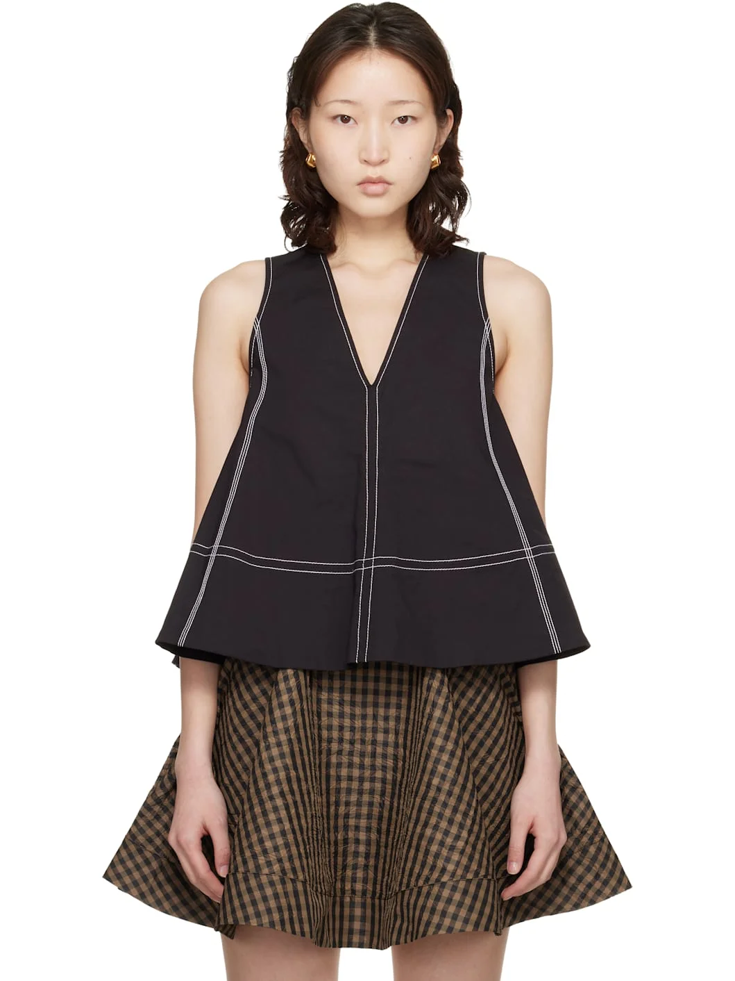 Black Cotton A-line Top - 1